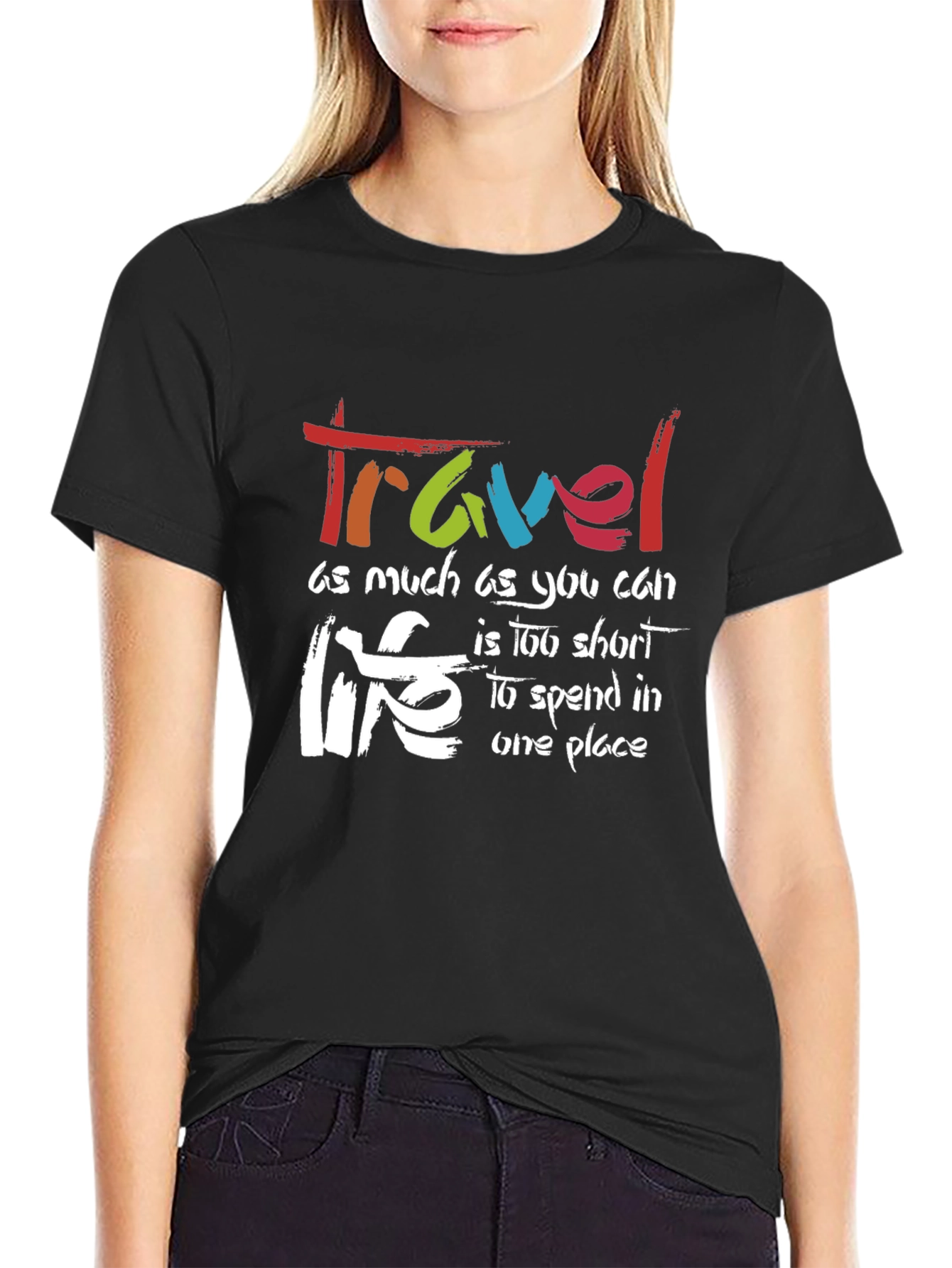 Travel Life Black Graphic T-Shirt