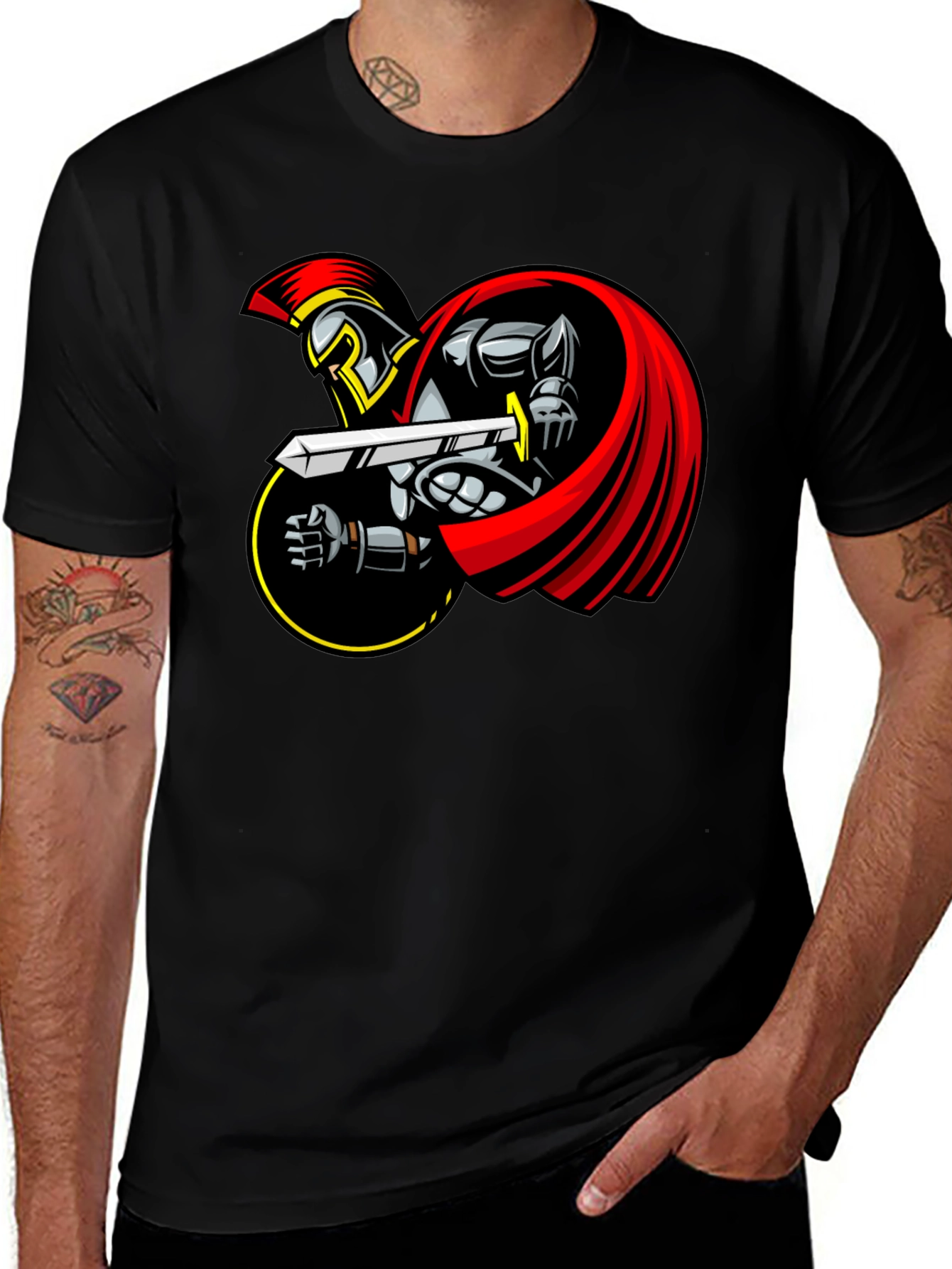 Spartan Warrior Graphic T-Shirt - Black