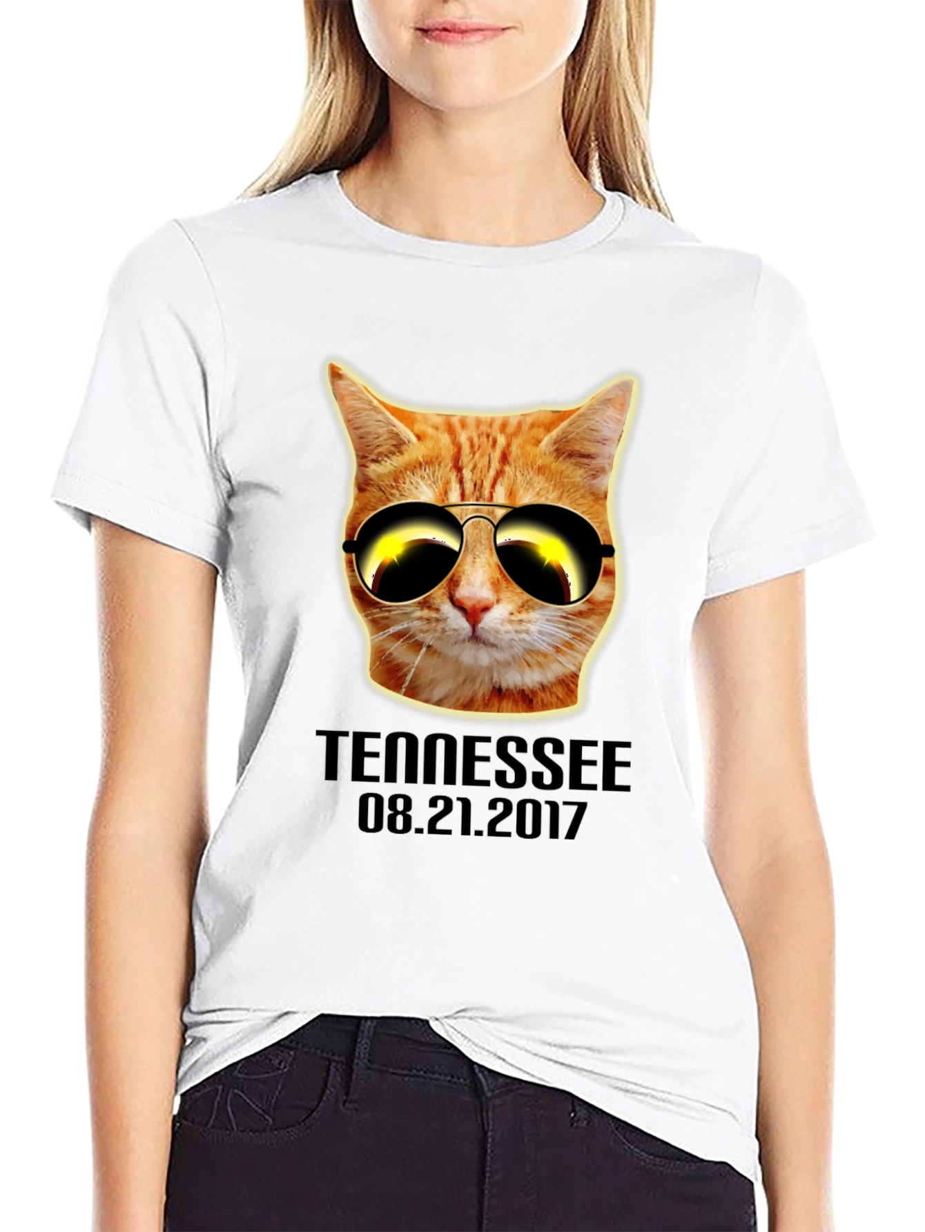 Tennessee Solar Eclipse Cat T-Shirt - August 21 2017