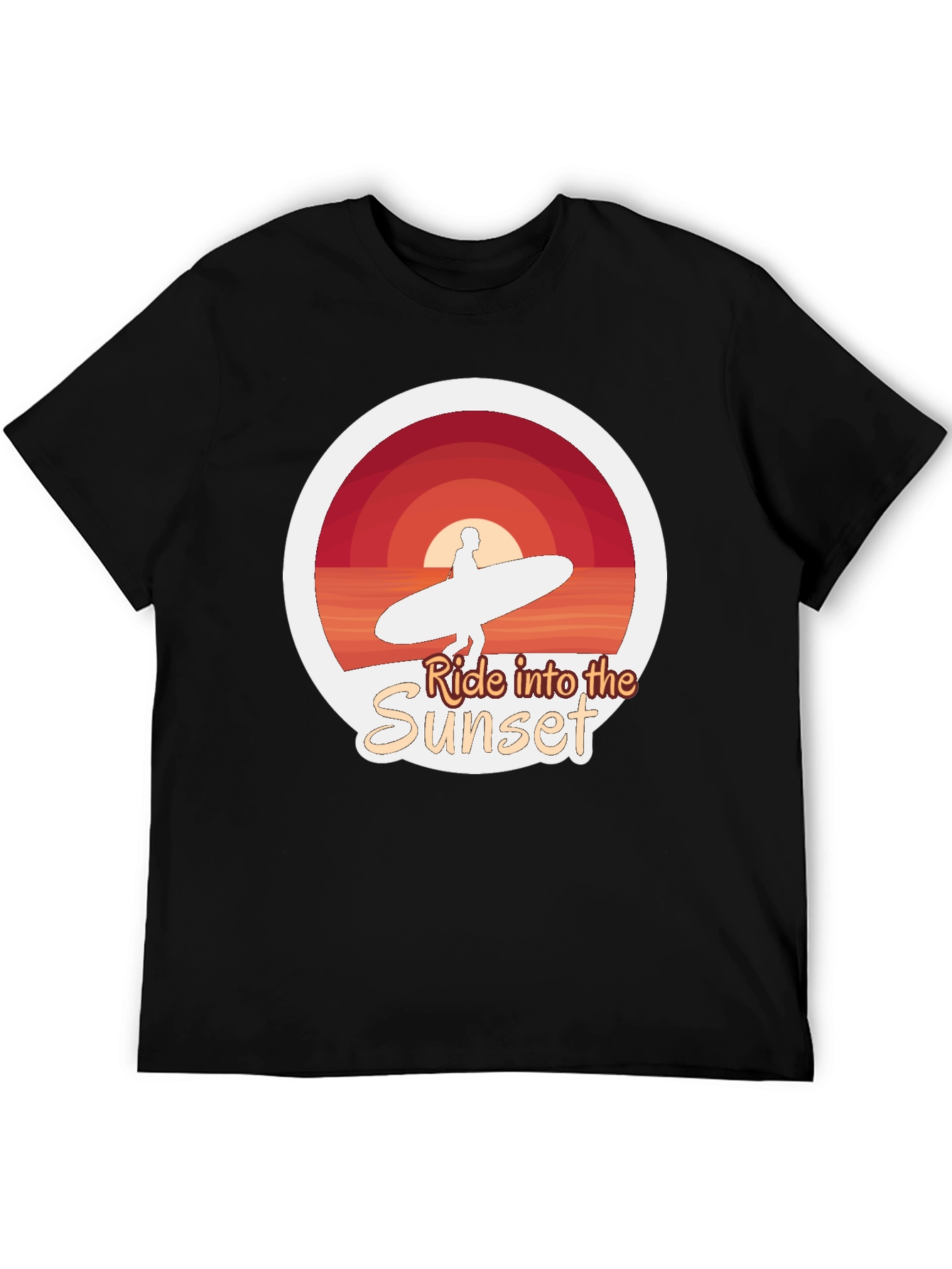 Ride Into the Sunset T-Shirt - Surfer Design