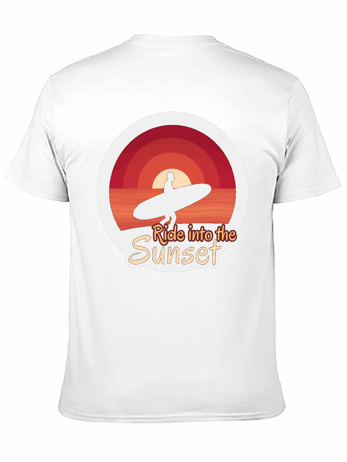 Ride Into the Sunset T-Shirt - Surfer Design