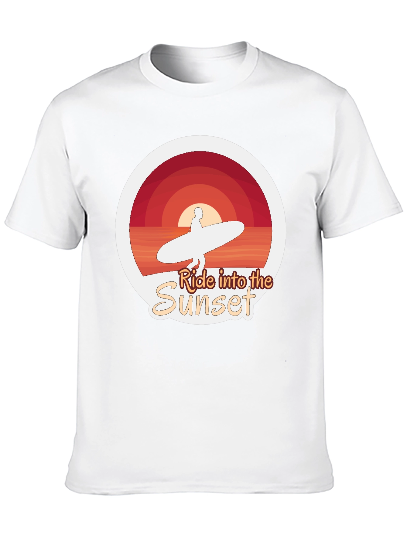 Ride Into the Sunset T-Shirt - Surfer Design