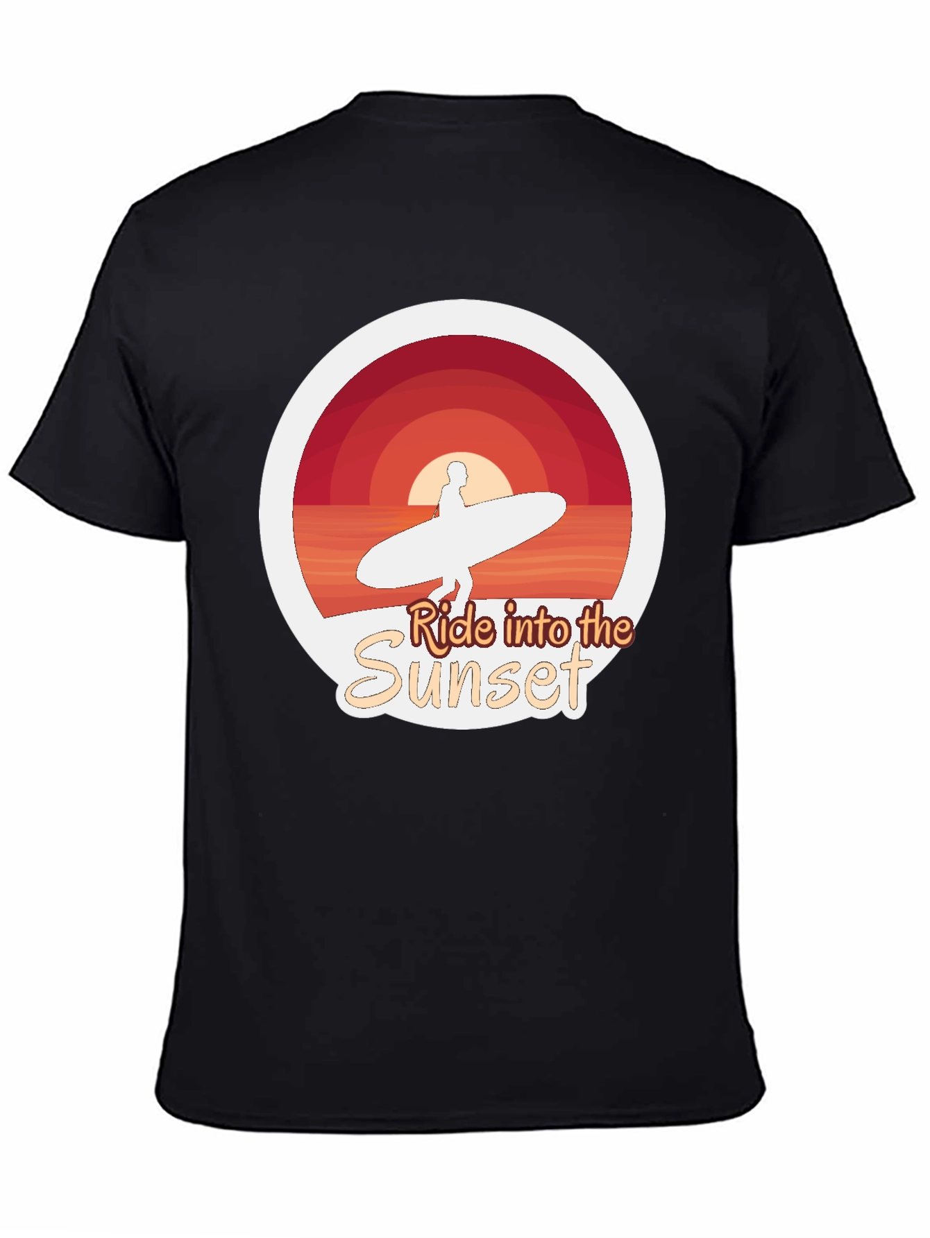 Ride Into the Sunset T-Shirt - Surfer Design