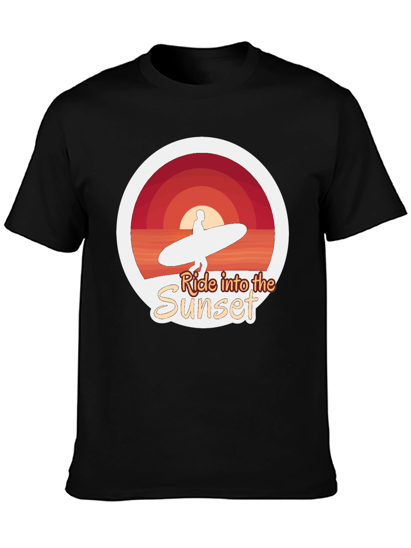 Ride Into the Sunset T-Shirt - Surfer Design