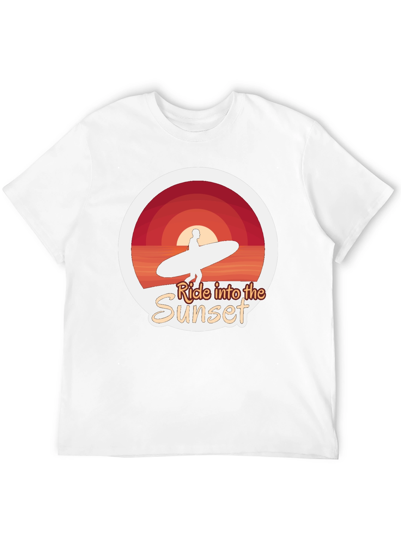 Ride Into the Sunset T-Shirt - Surfer Design