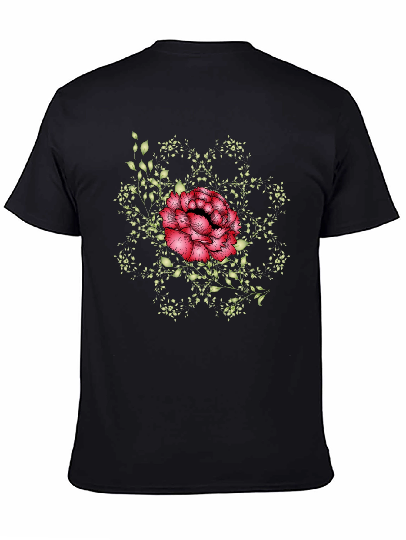 Floral Mandala Mens Black Tee