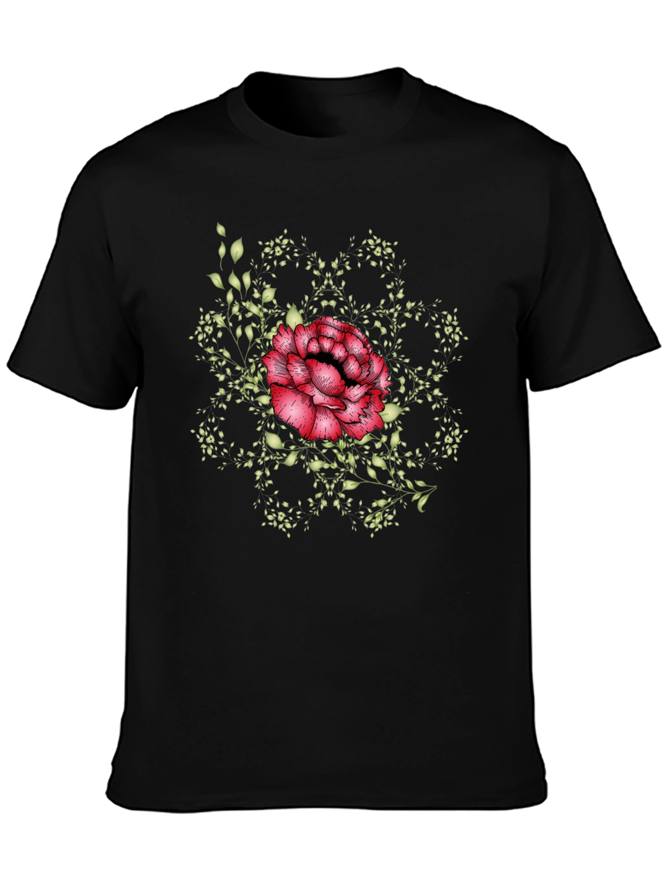 Floral Mandala Mens Black Tee
