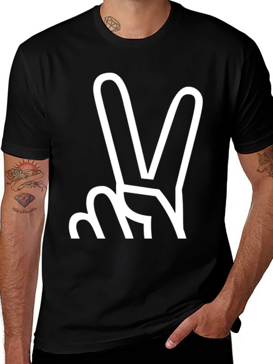 Peace Sign Graphic Tee - Black Cotton Blend