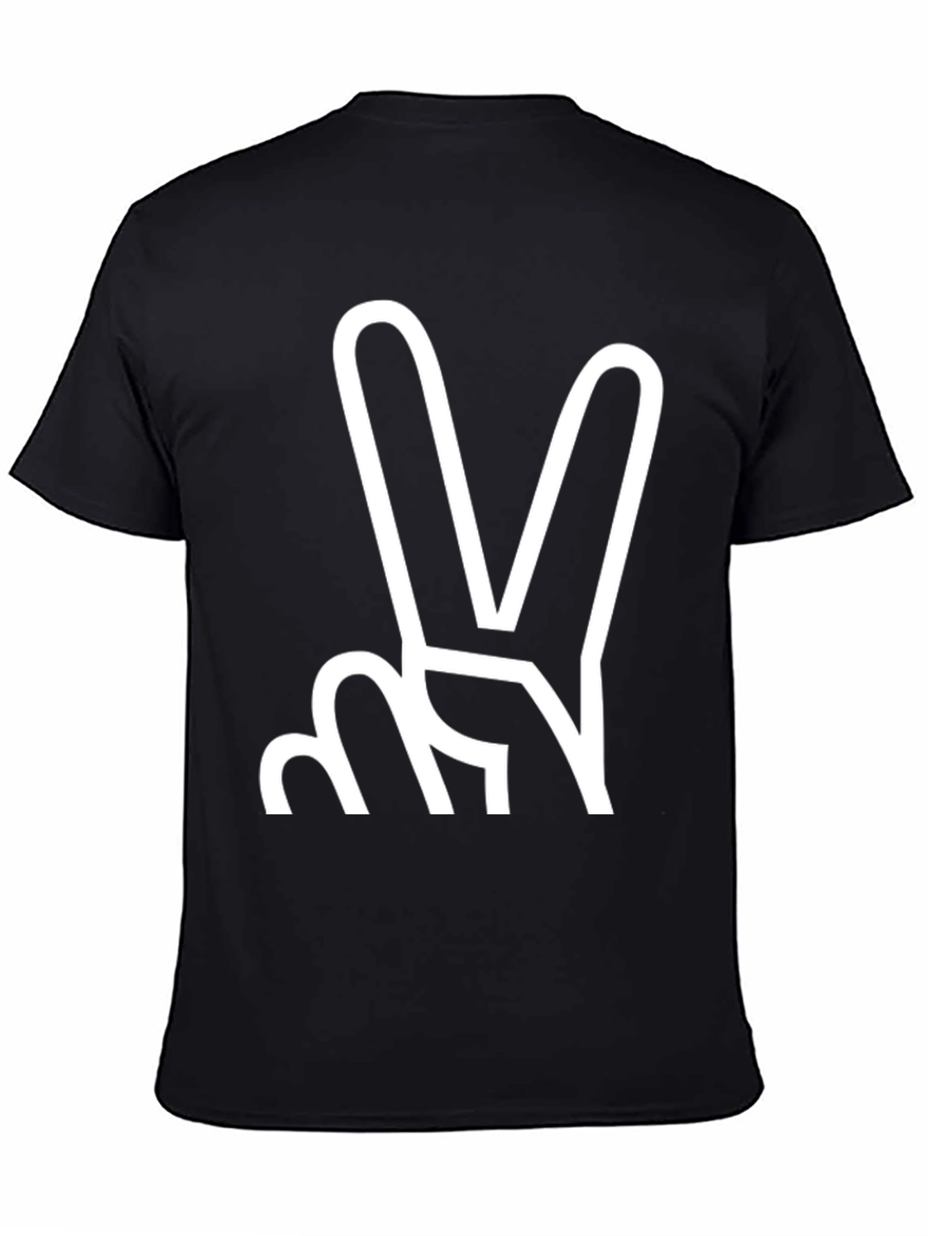 Peace Sign Graphic Tee - Black Cotton Blend
