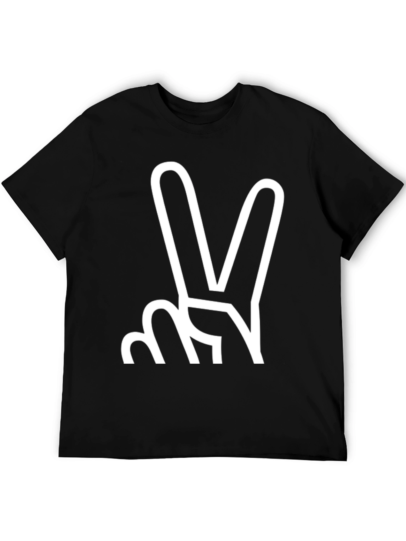 Peace Sign Graphic Tee - Black Cotton Blend