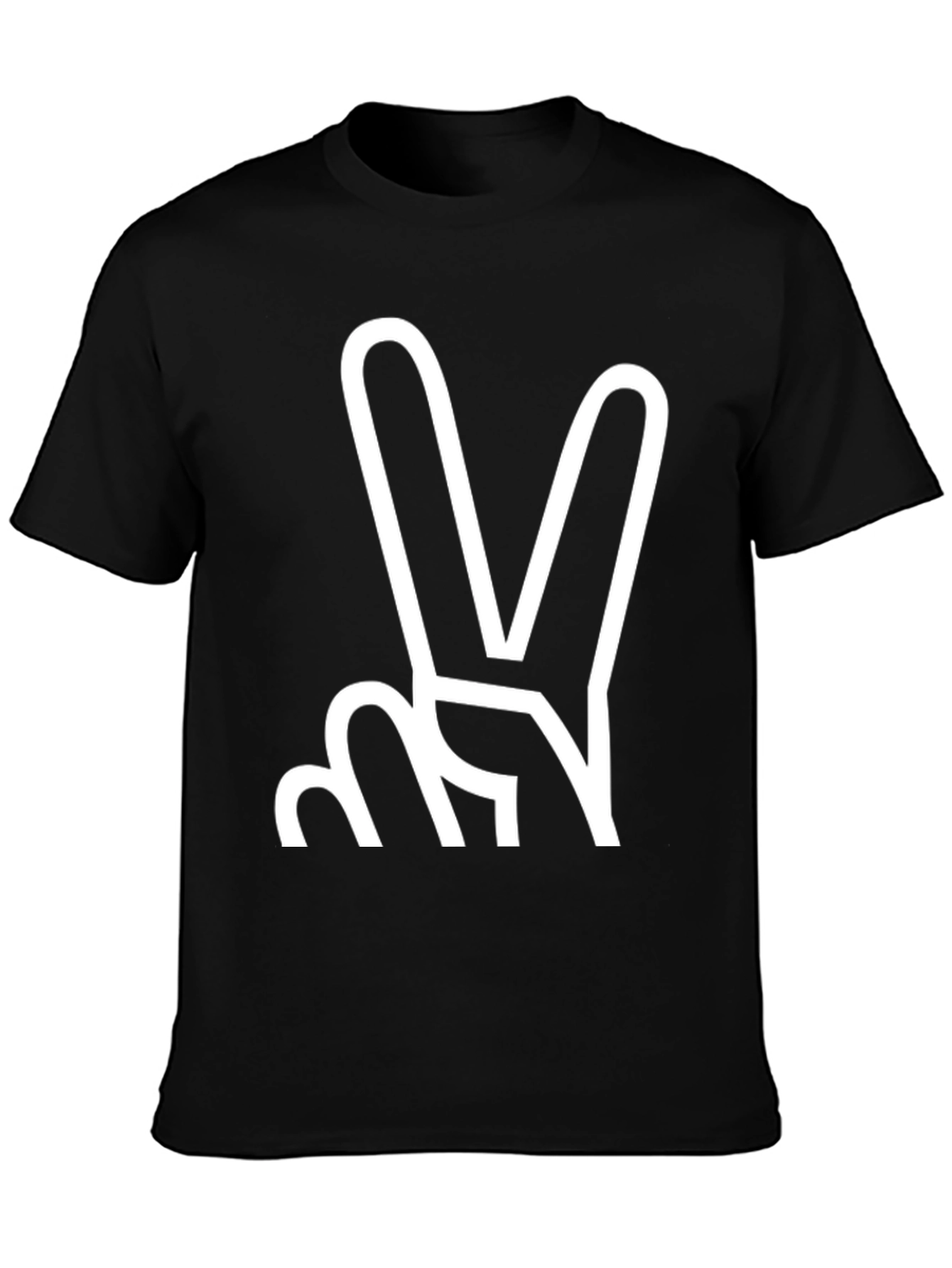 Peace Sign Graphic Tee - Black Cotton Blend