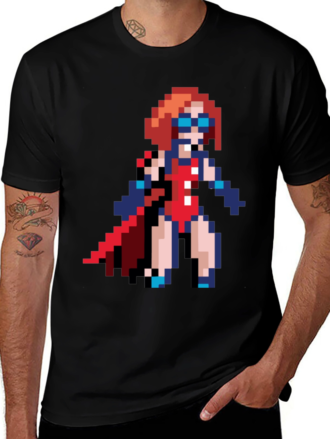 Pixel Art Superhero T-Shirt - Retro Gaming Style
