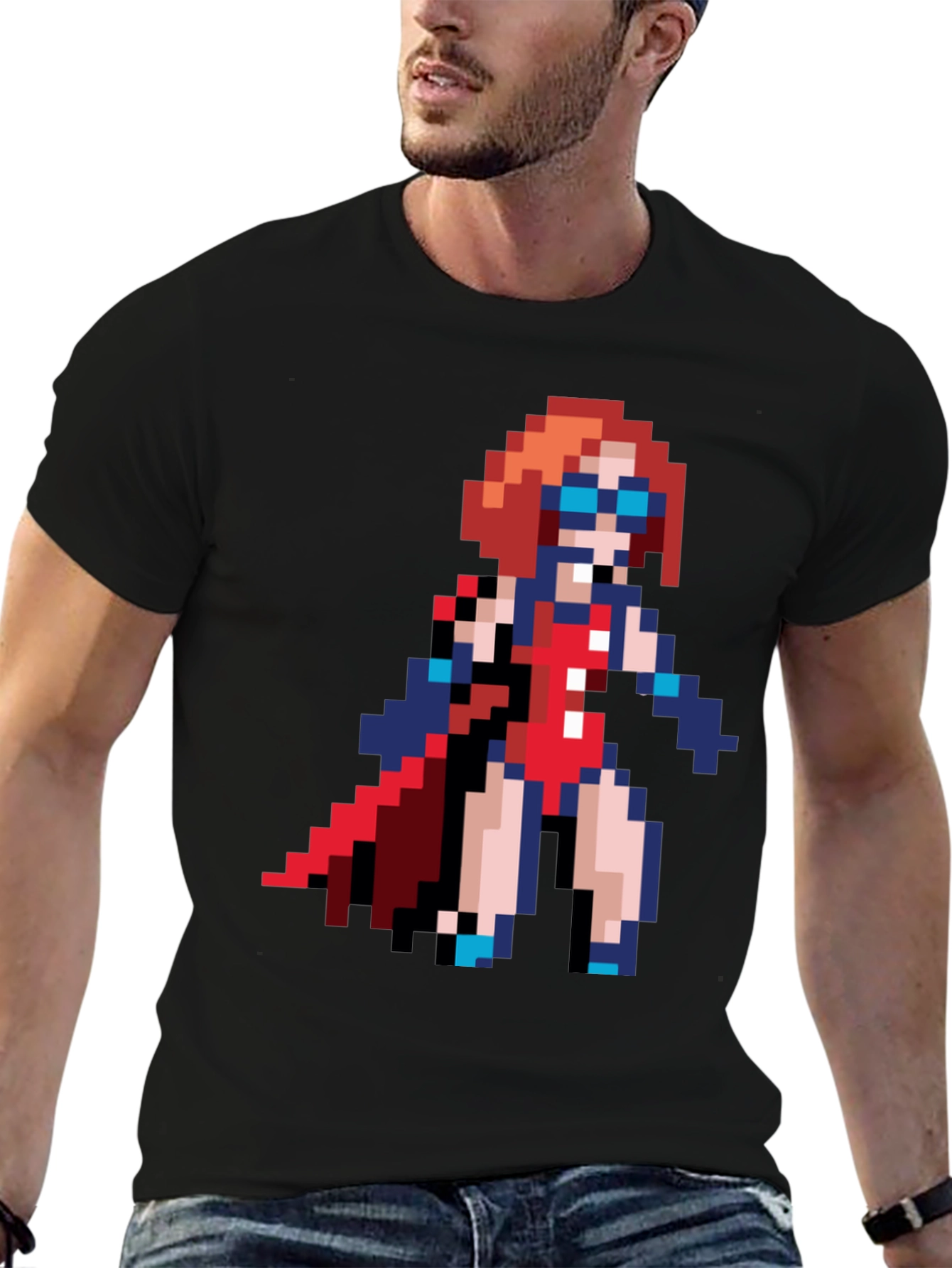 Pixel Art Superhero T-Shirt - Retro Gaming Style