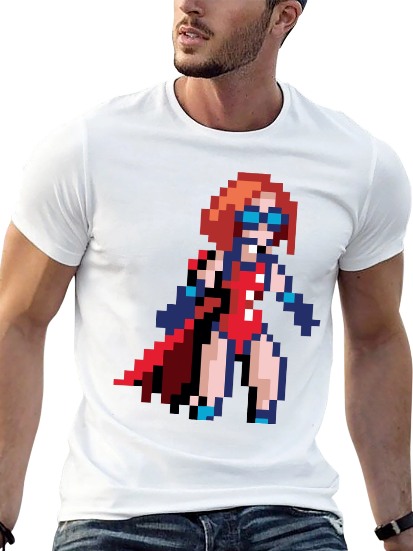 Pixel Art Superhero T-Shirt - Retro Gaming Style