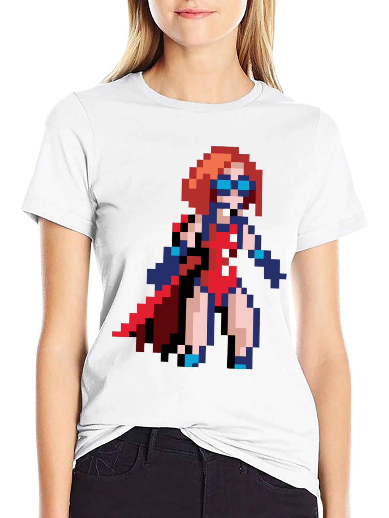 Pixel Art Superhero T-Shirt - Retro Gaming Style