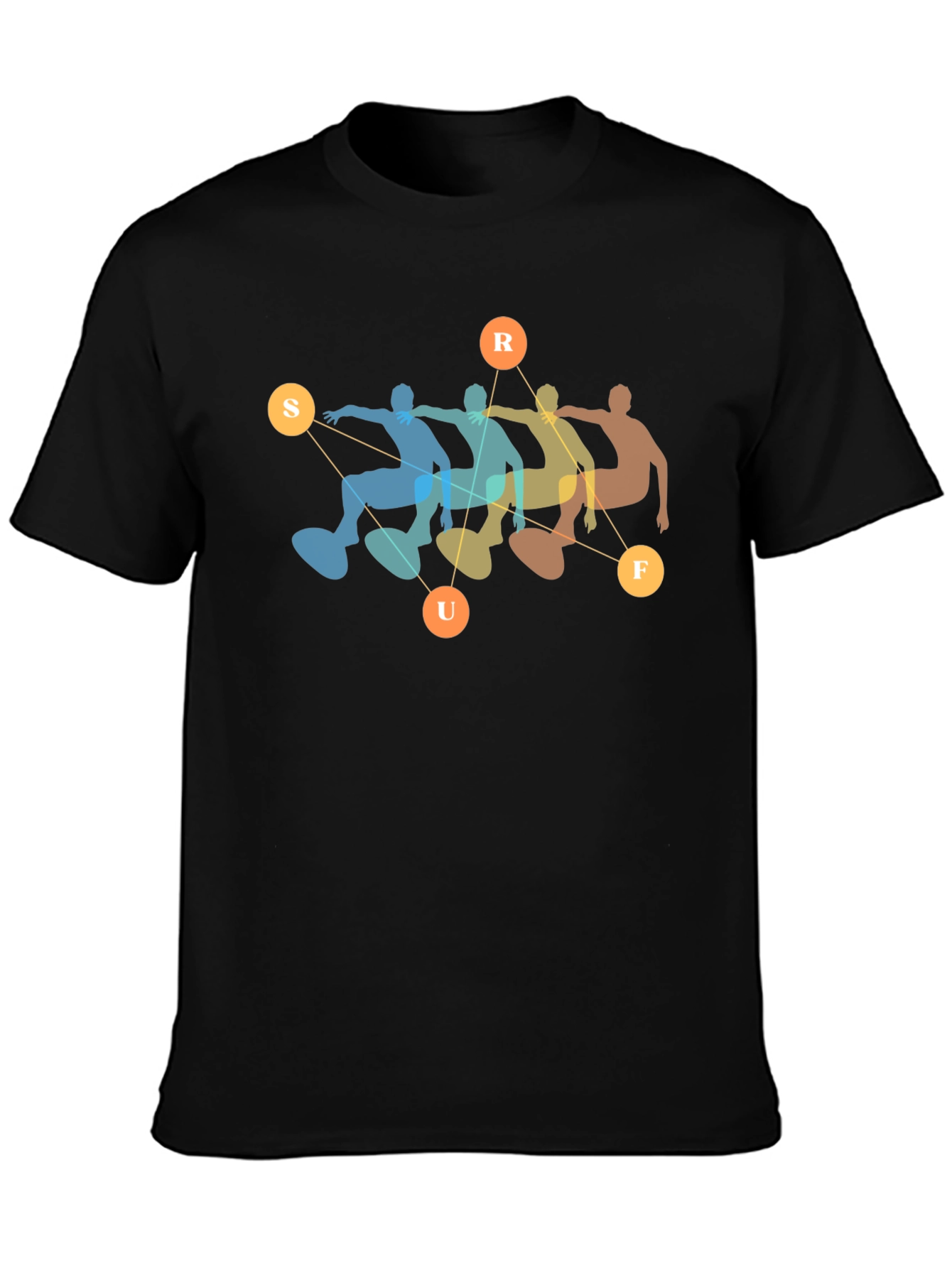 Retro Surf T-Shirt - Black Cotton Blend