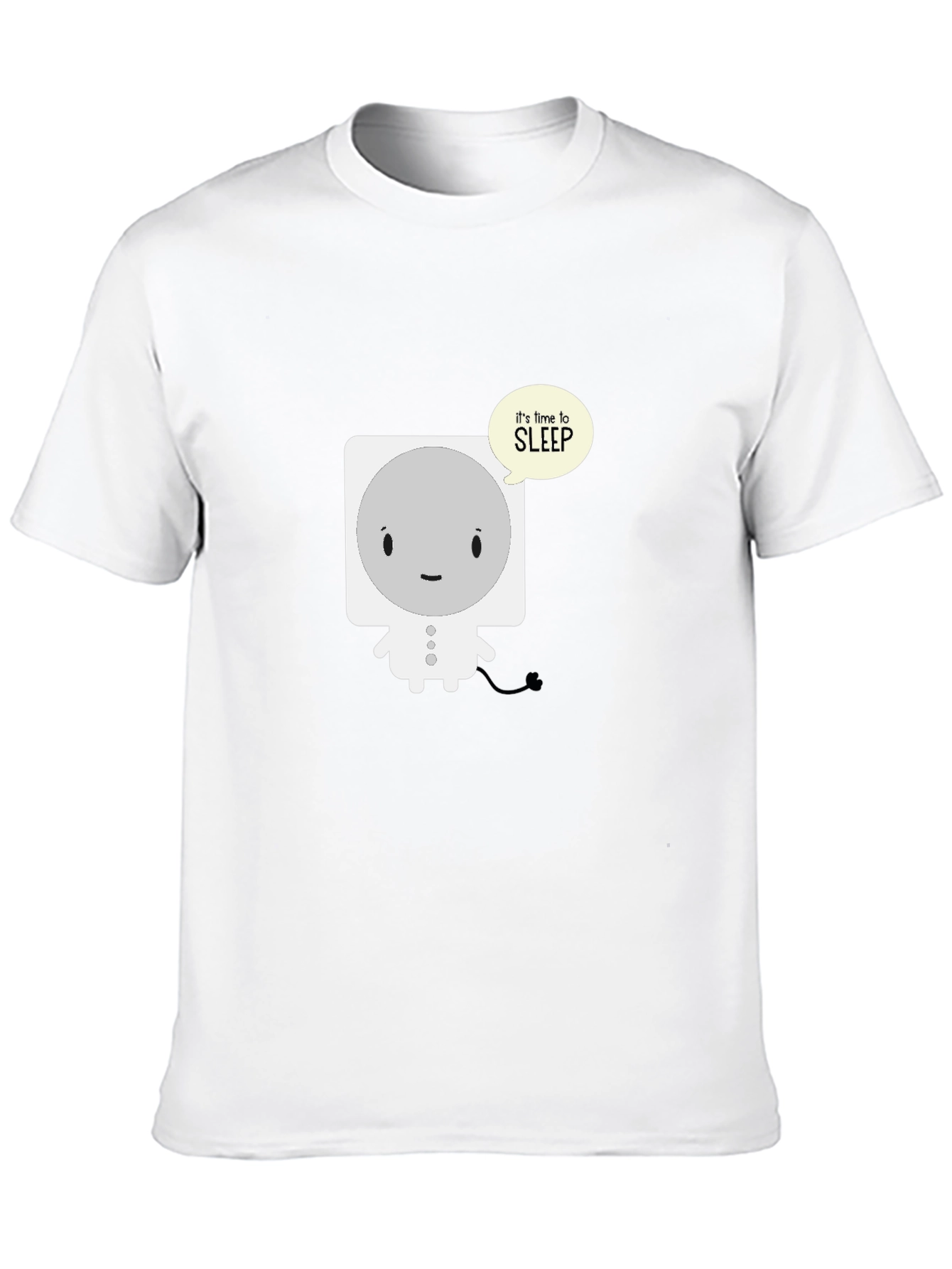 Cute Sleepy Robot Black T-Shirt