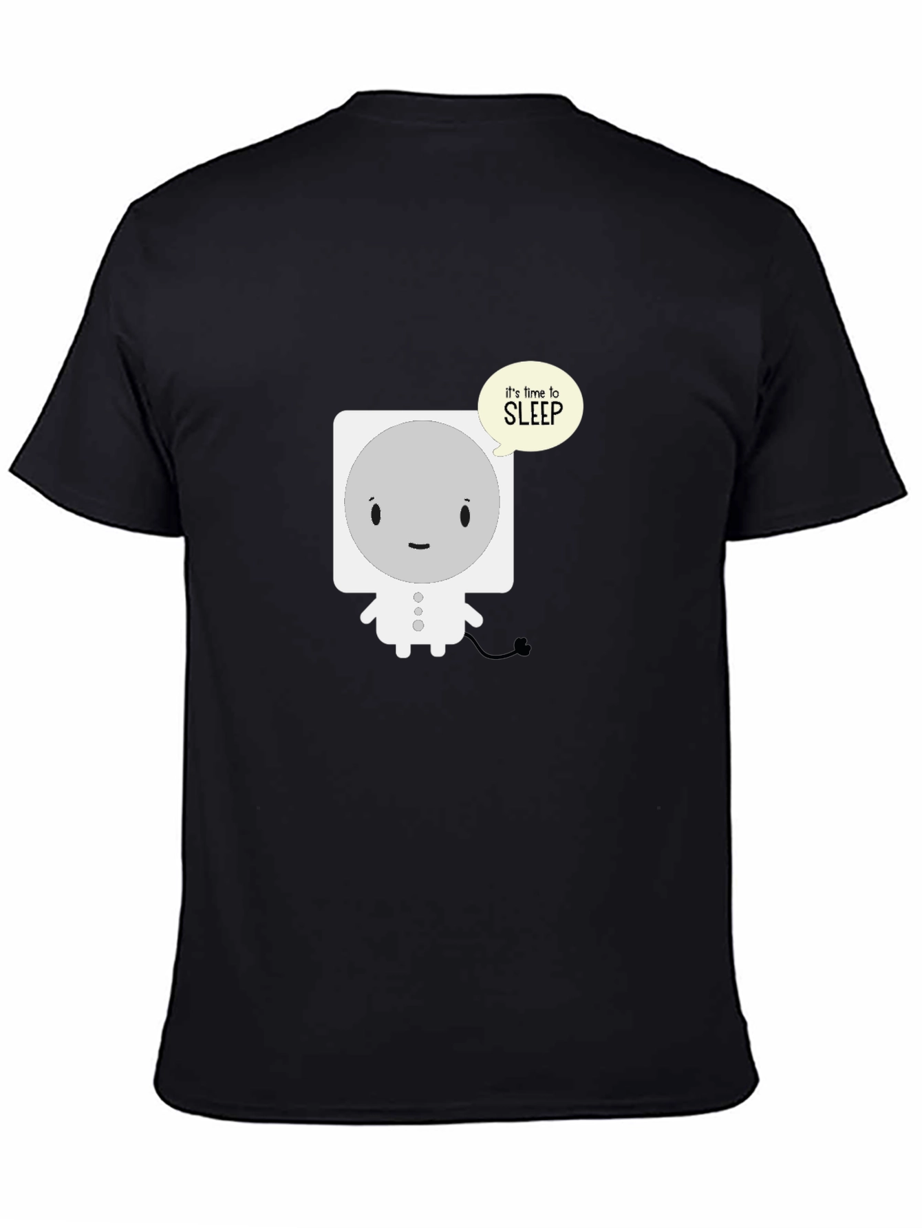 Cute Sleepy Robot Black T-Shirt
