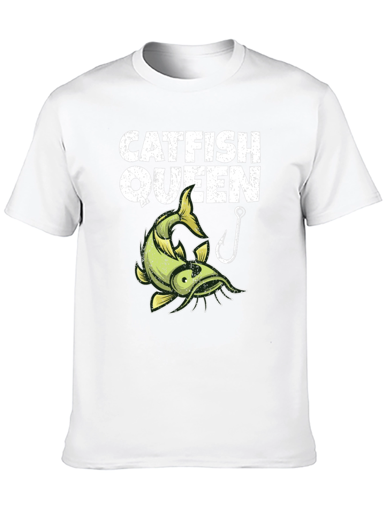 Catfish Queen Graphic T-Shirt - Black Fishing Design
