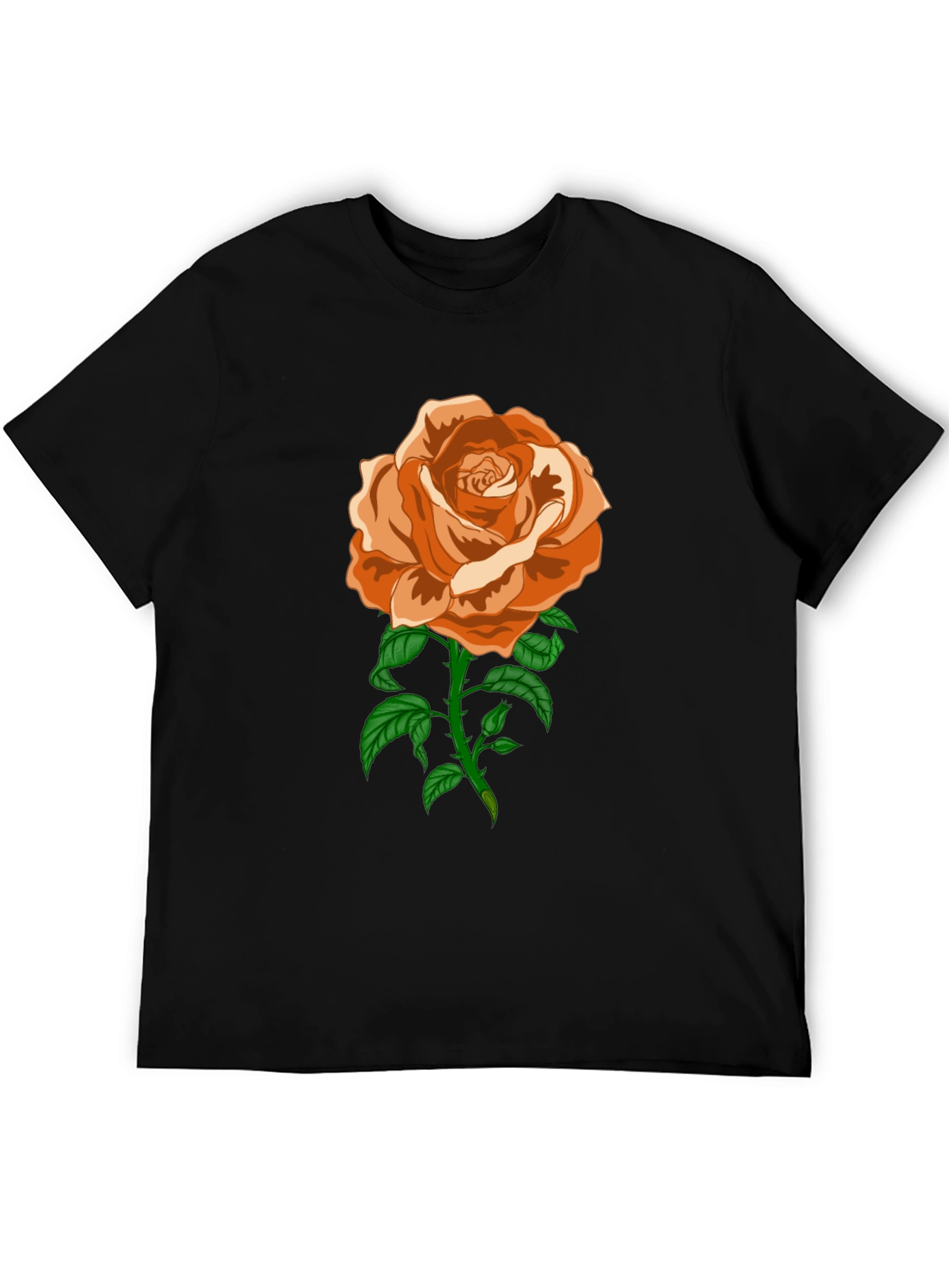 Rose Graphic T-Shirt - Casual Black Tee