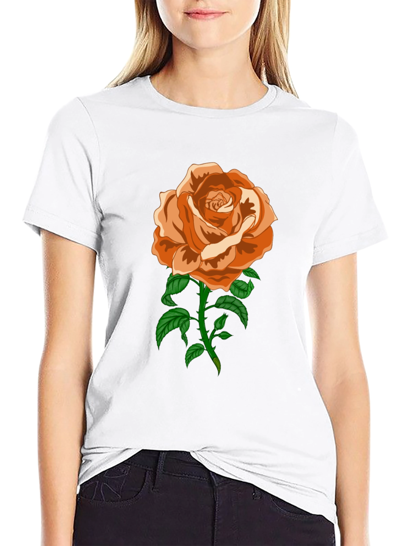 Rose Graphic T-Shirt - Casual Black Tee