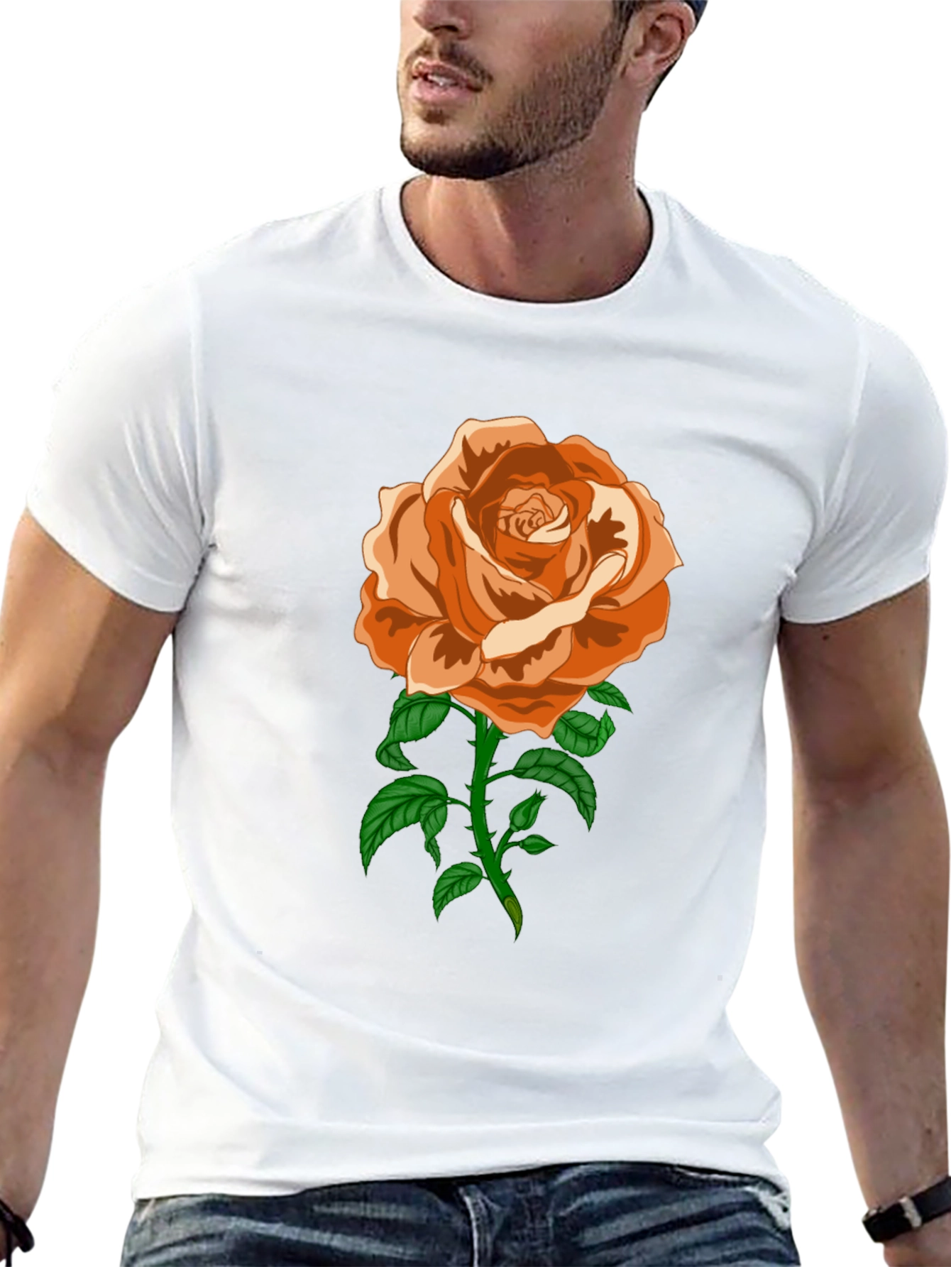 Rose Graphic T-Shirt - Casual Black Tee