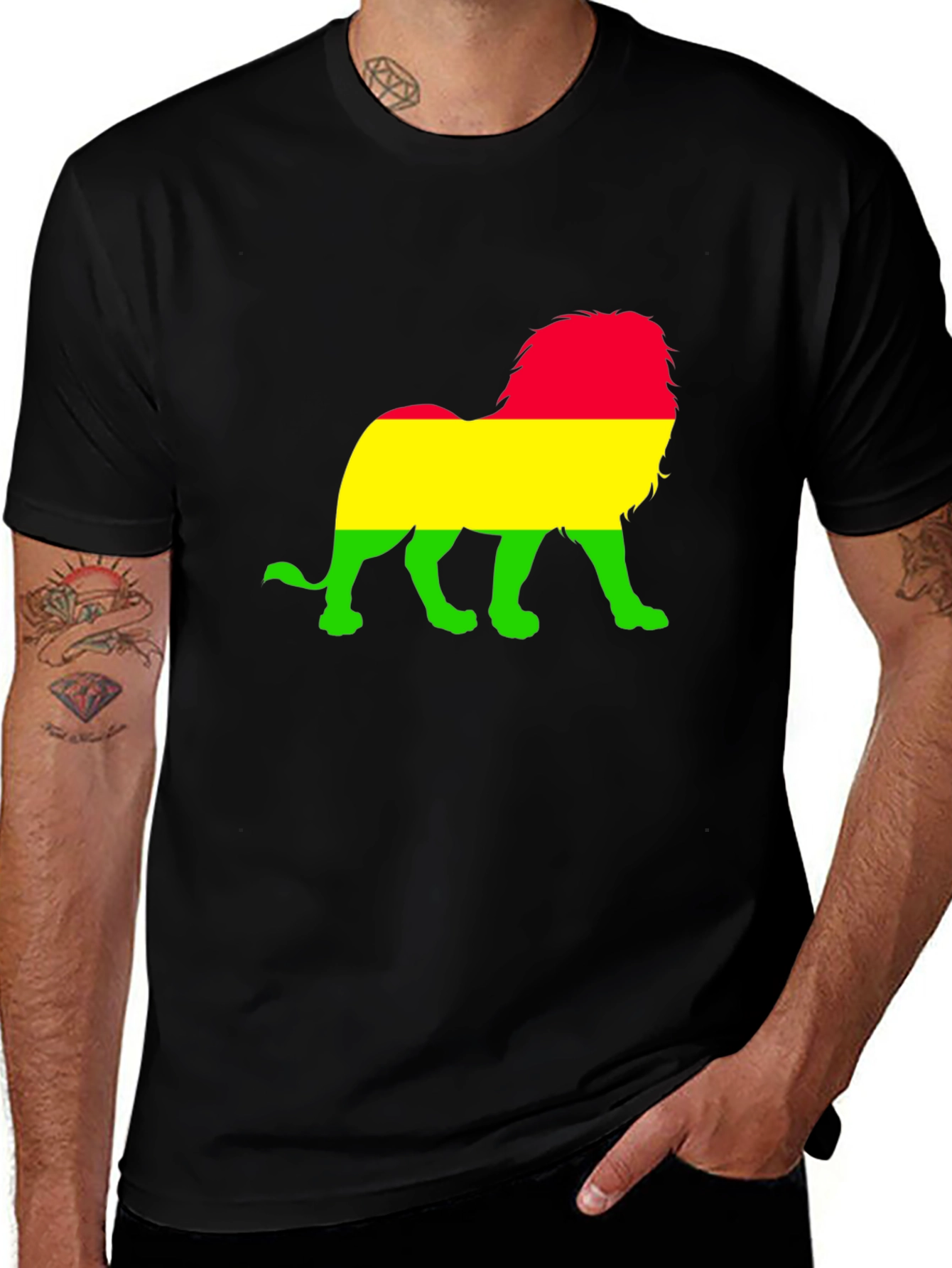 Rasta Lion Graphic T-Shirt - Black
