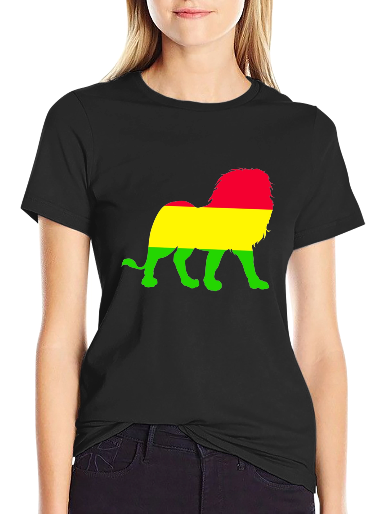 Rasta Lion Graphic T-Shirt - Black