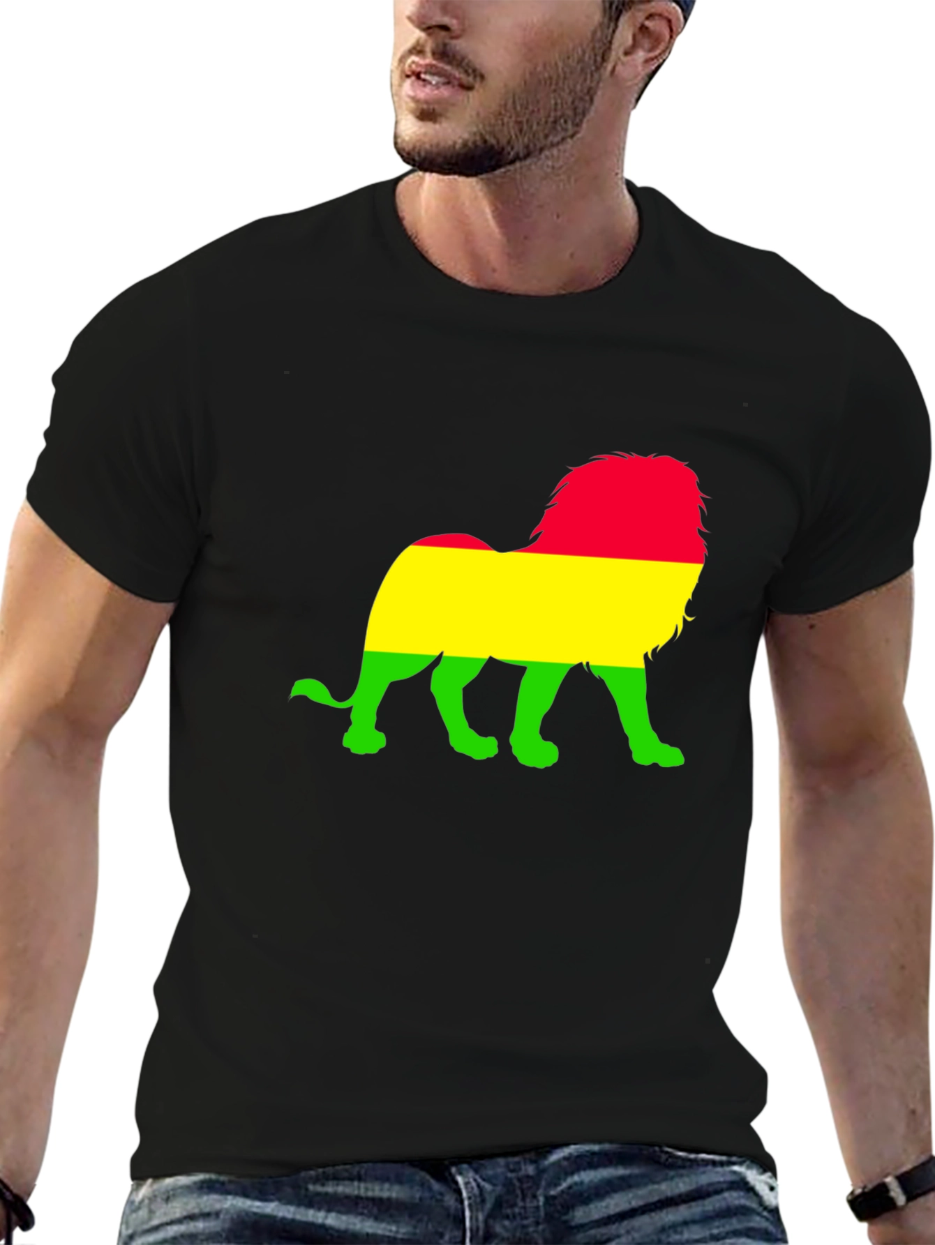 Rasta Lion Graphic T-Shirt - Black