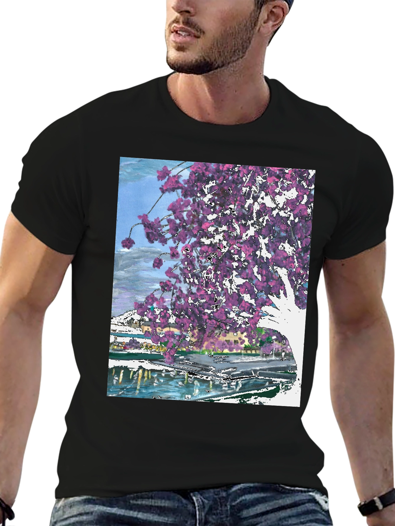 Floral Graphic Black T-Shirt