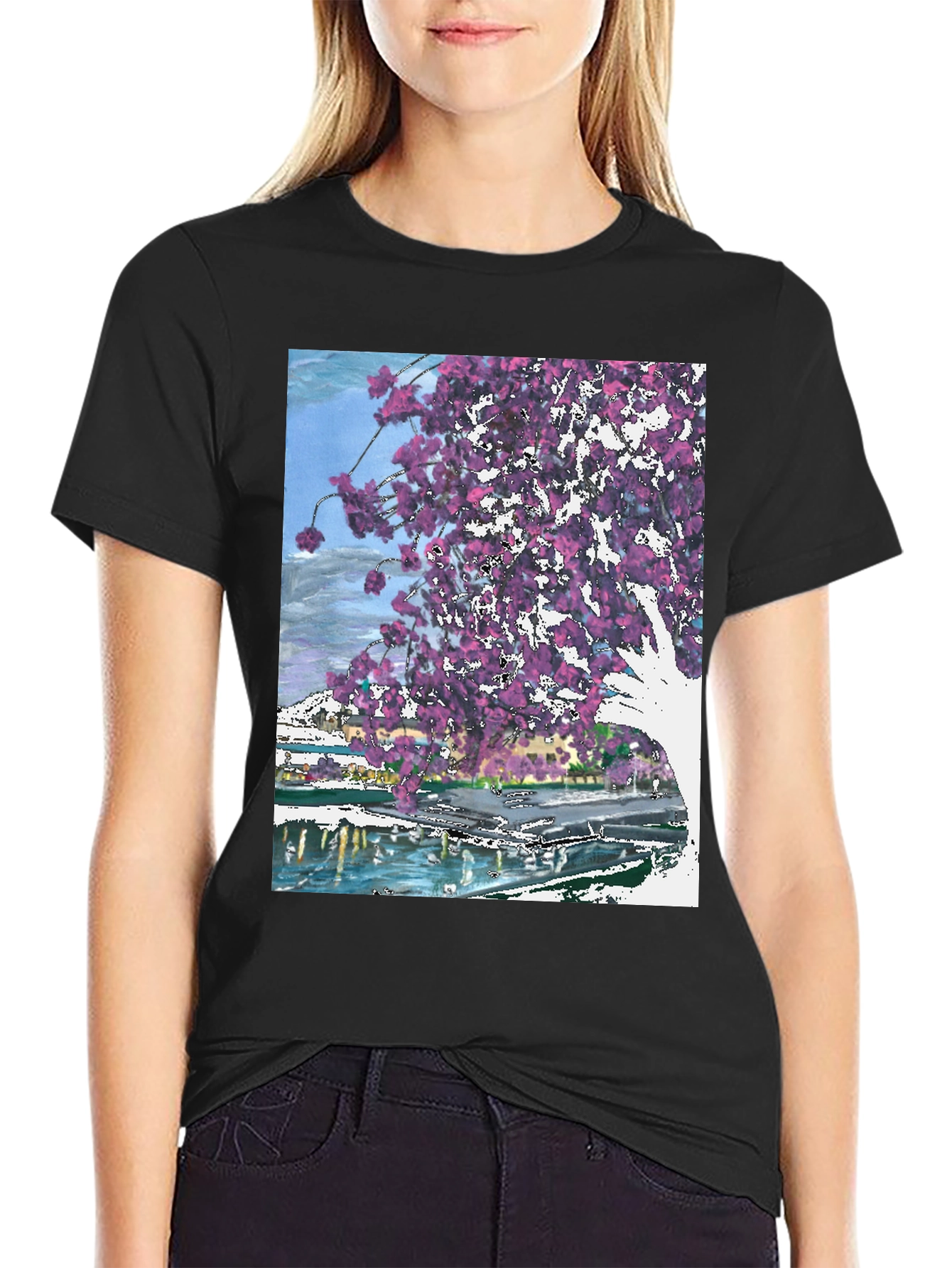 Floral Graphic Black T-Shirt