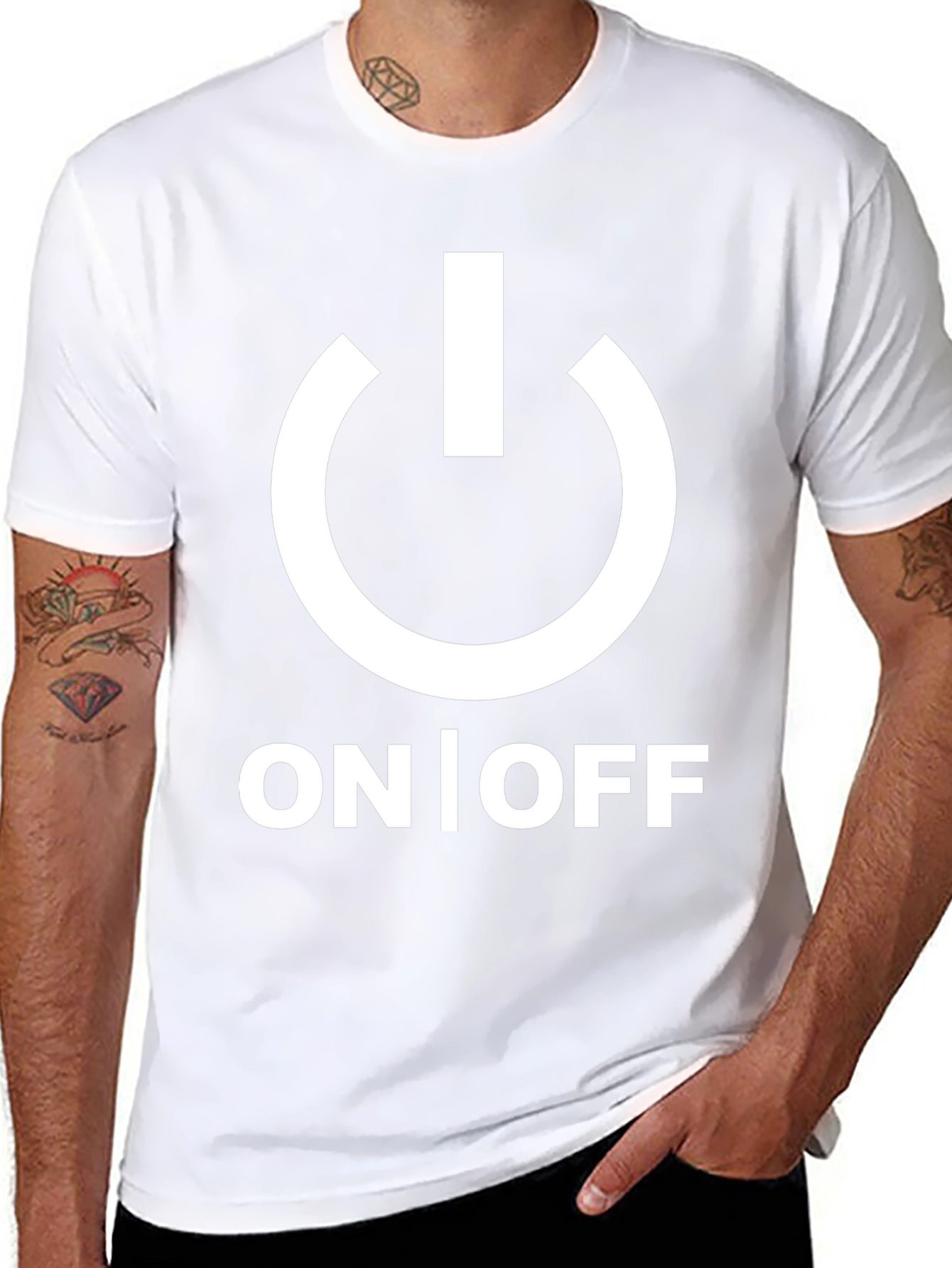 On/Off Graphic Tee - Black Cotton Comfort