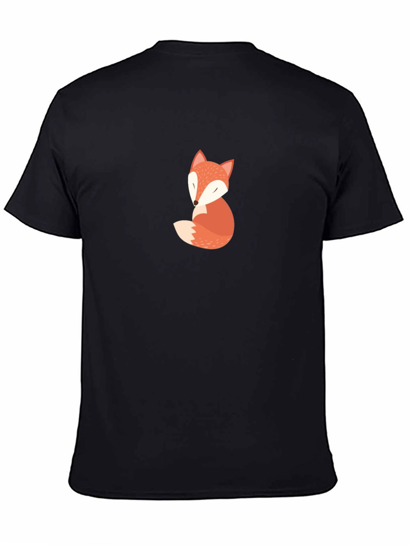 Cute Fox Graphic Tee - Soft Black Cotton T-Shirt