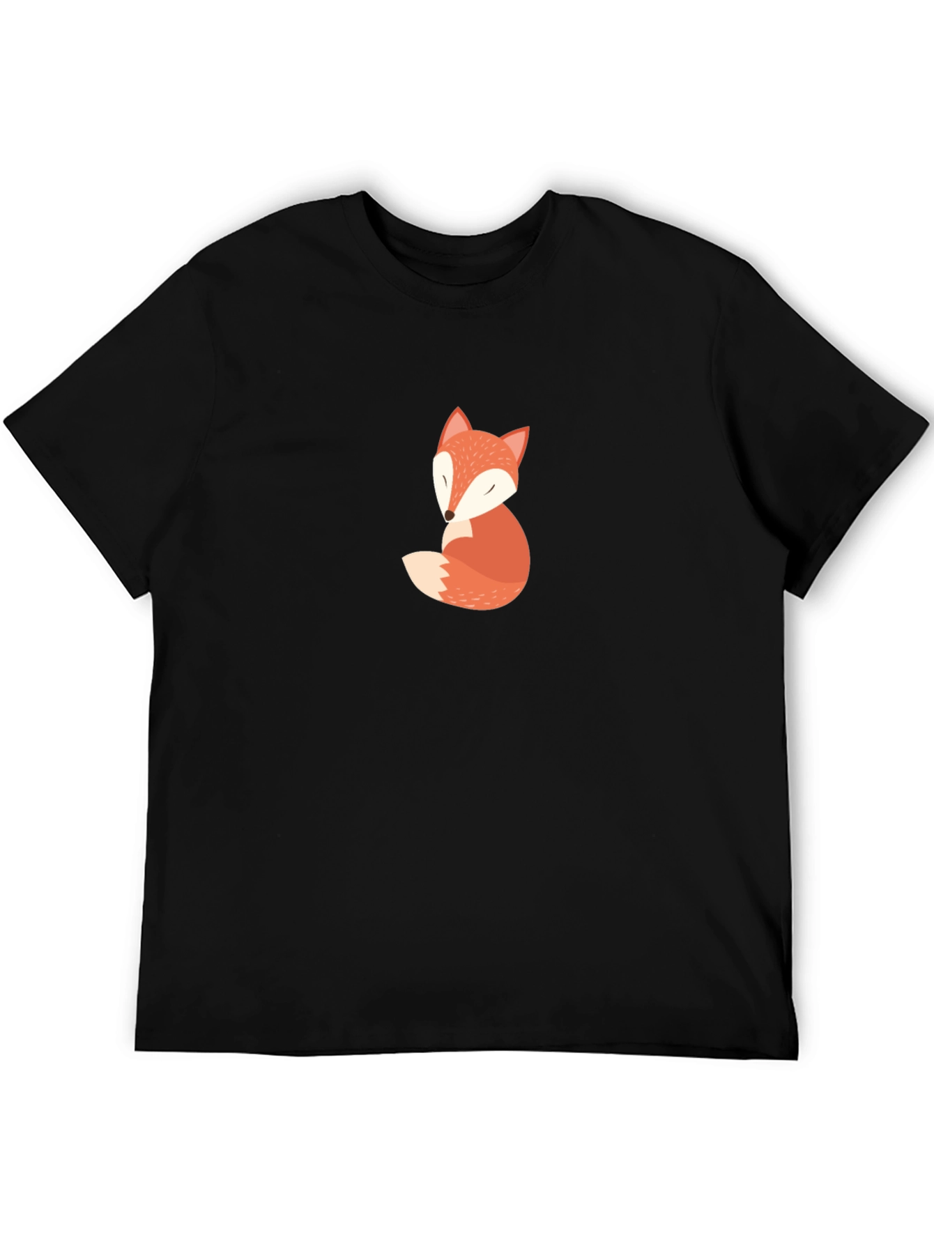 Cute Fox Graphic Tee - Soft Black Cotton T-Shirt