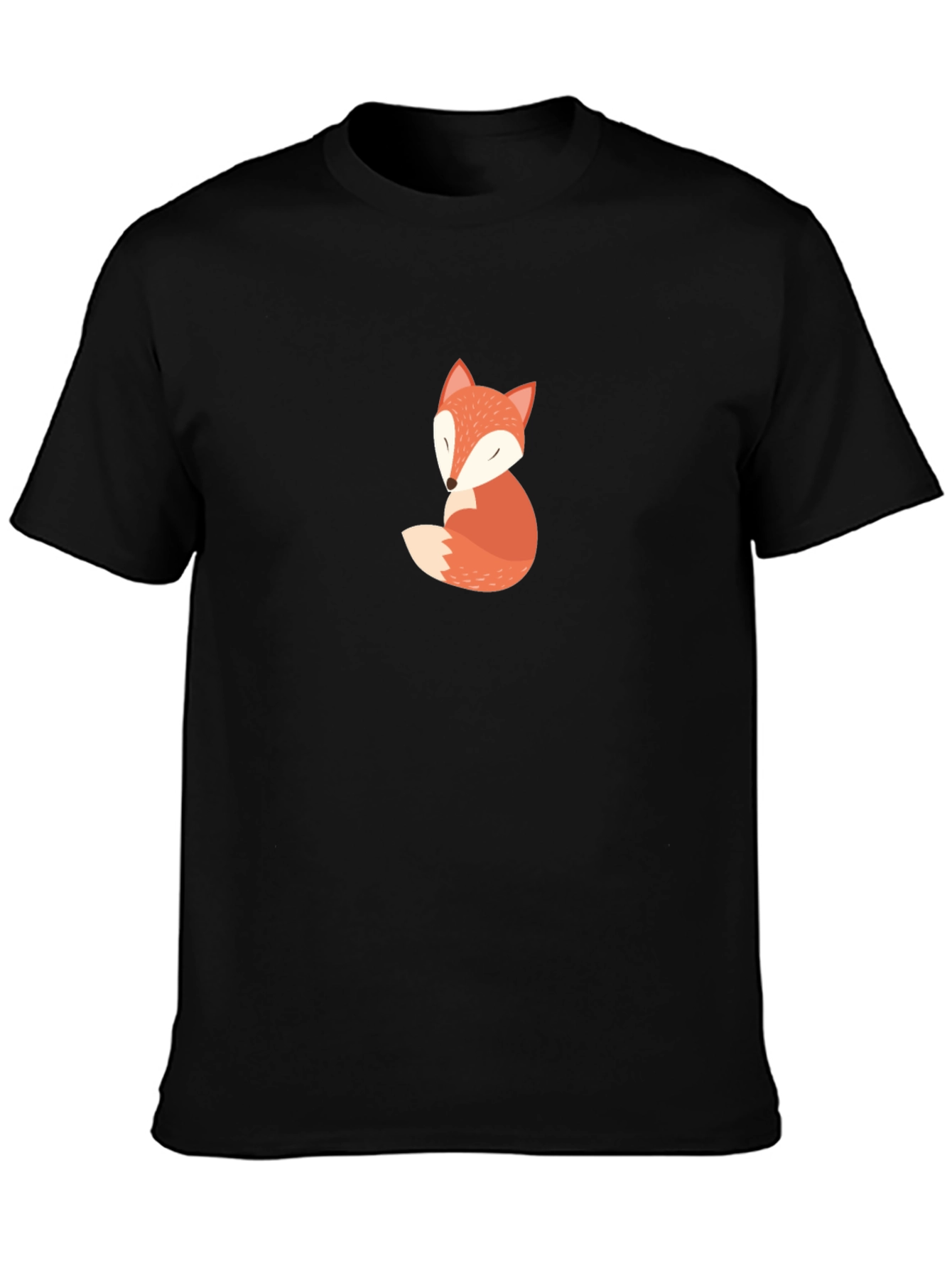 Cute Fox Graphic Tee - Soft Black Cotton T-Shirt