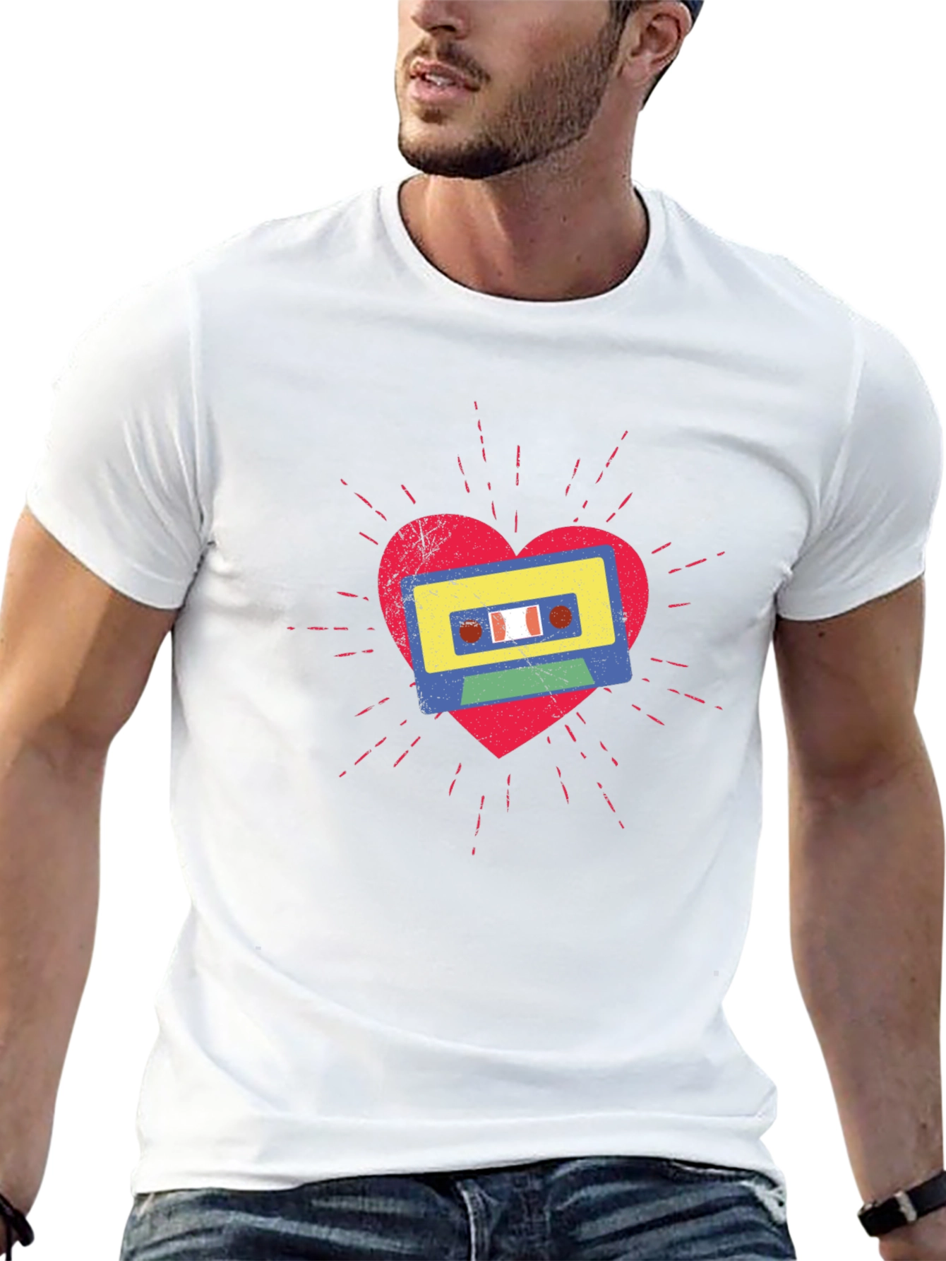 Retro Cassette Tape Heart Graphic Tee