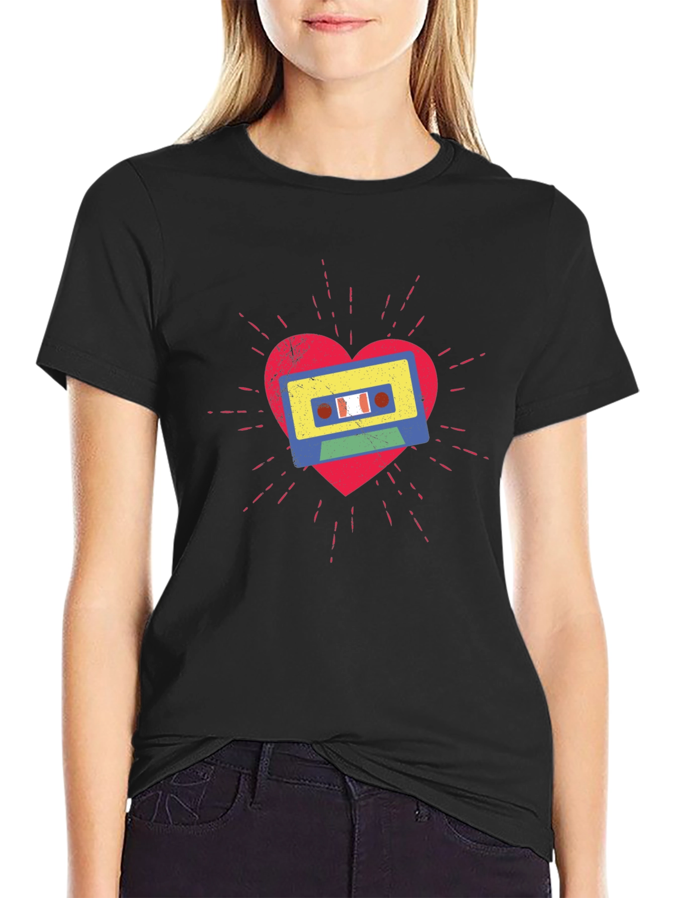 Retro Cassette Tape Heart Graphic Tee
