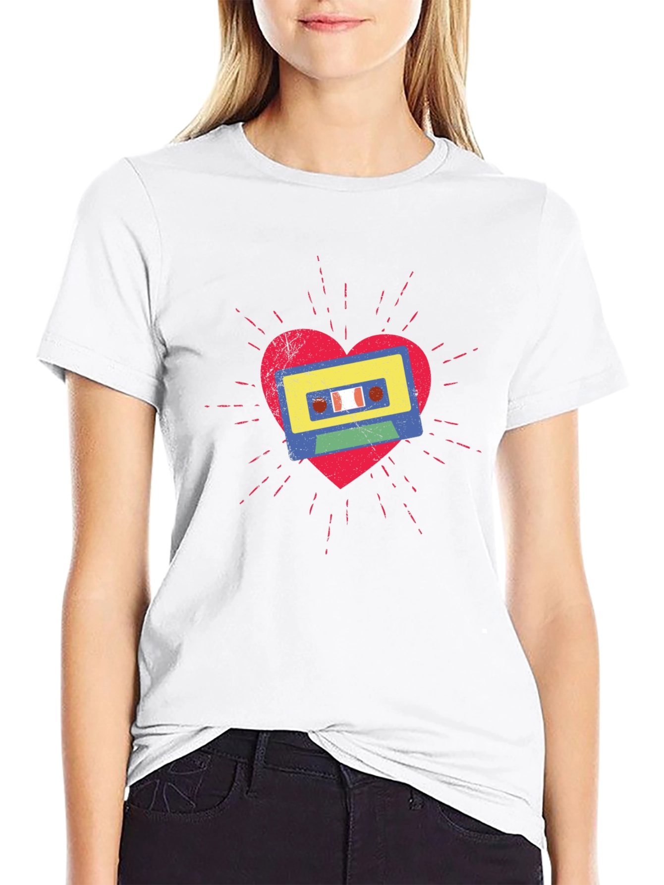 Retro Cassette Tape Heart Graphic Tee