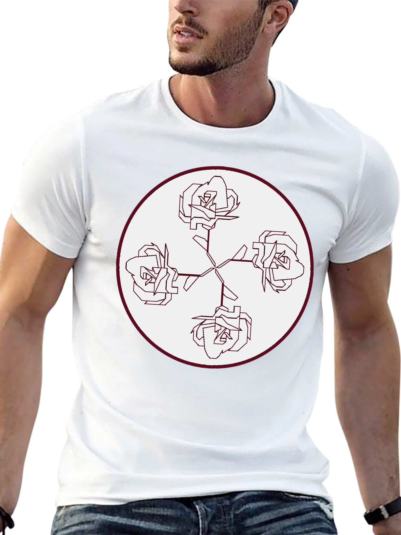 Geometric Roses Graphic T-Shirt
