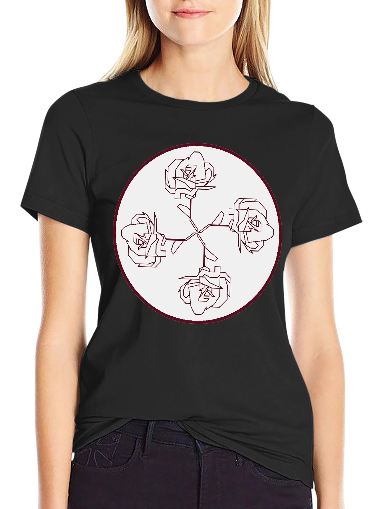 Geometric Roses Graphic T-Shirt