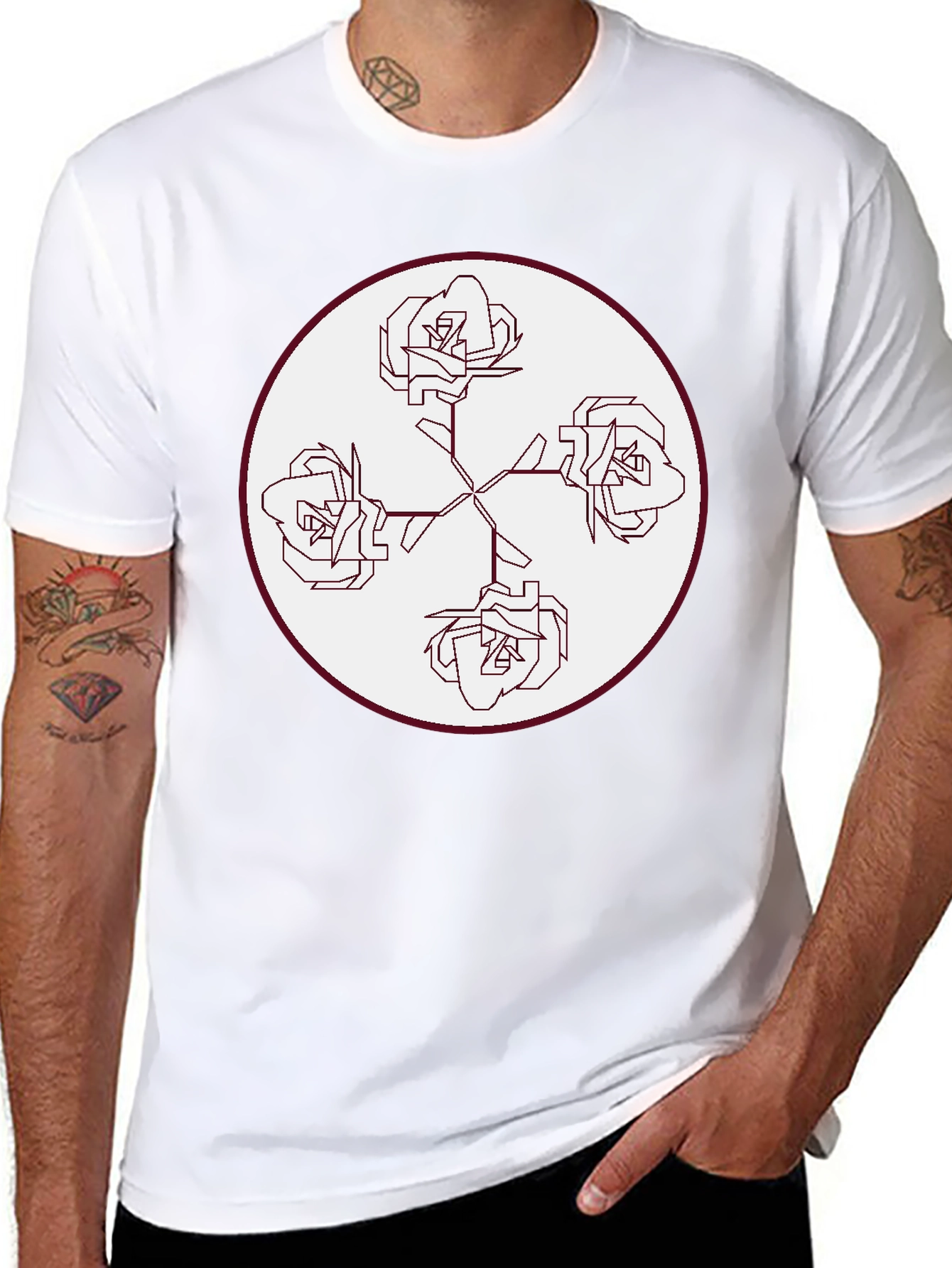 Geometric Roses Graphic T-Shirt