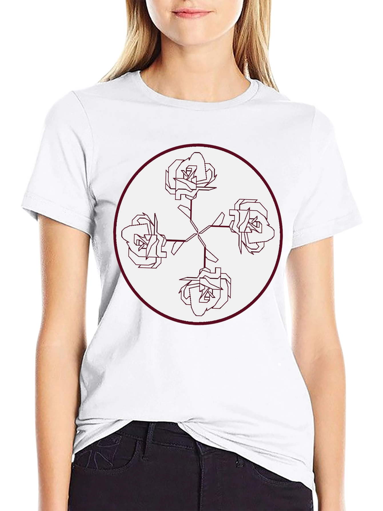 Geometric Roses Graphic T-Shirt