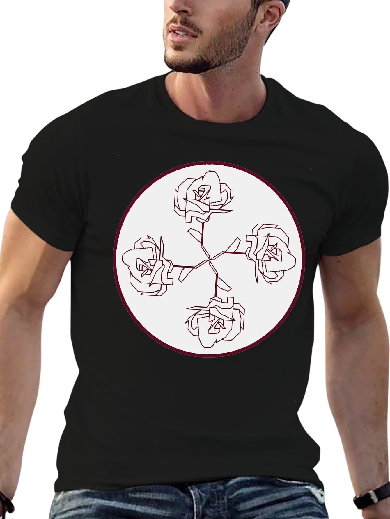 Geometric Roses Graphic T-Shirt