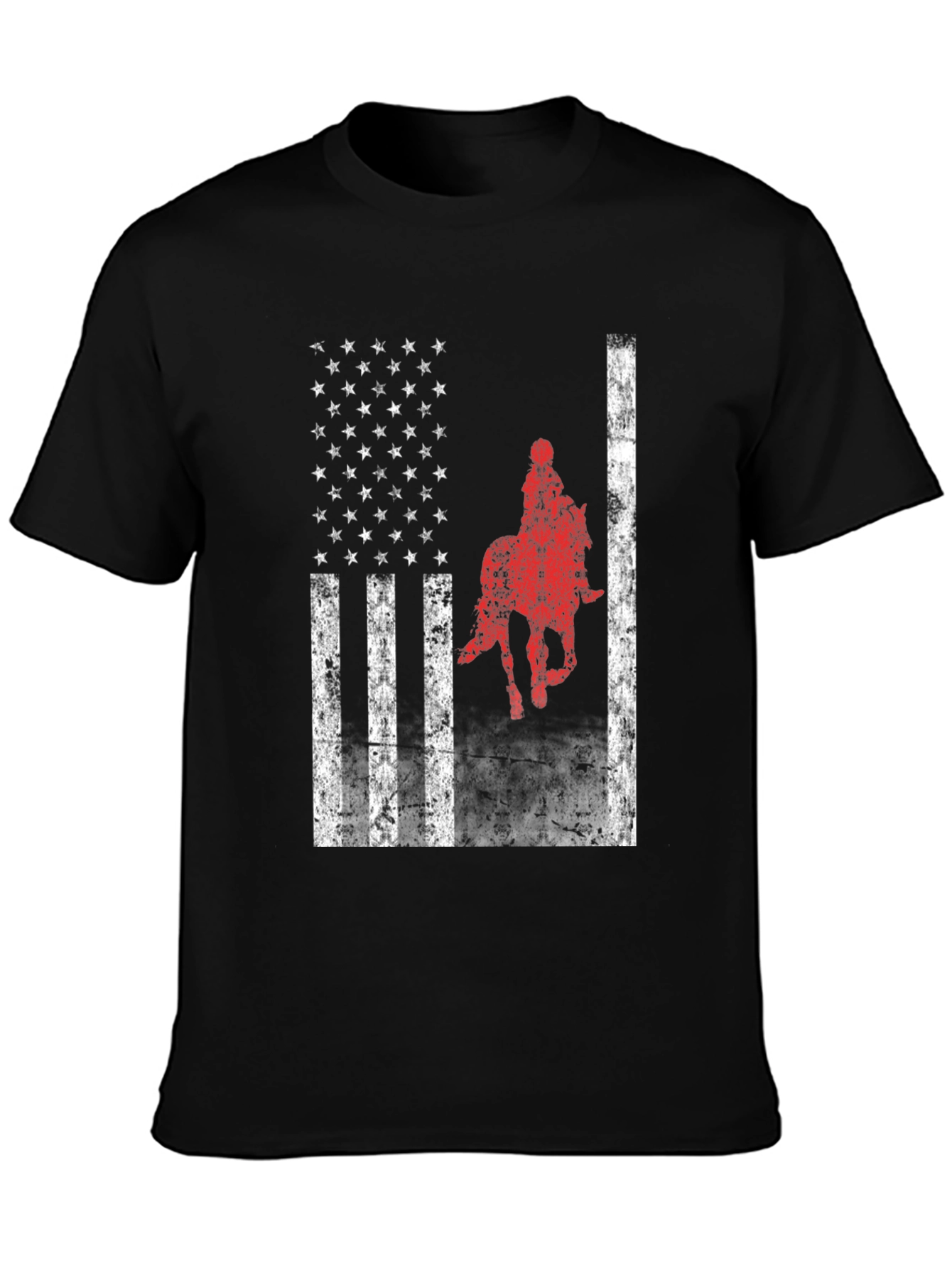 American Flag Horse Riding T-Shirt