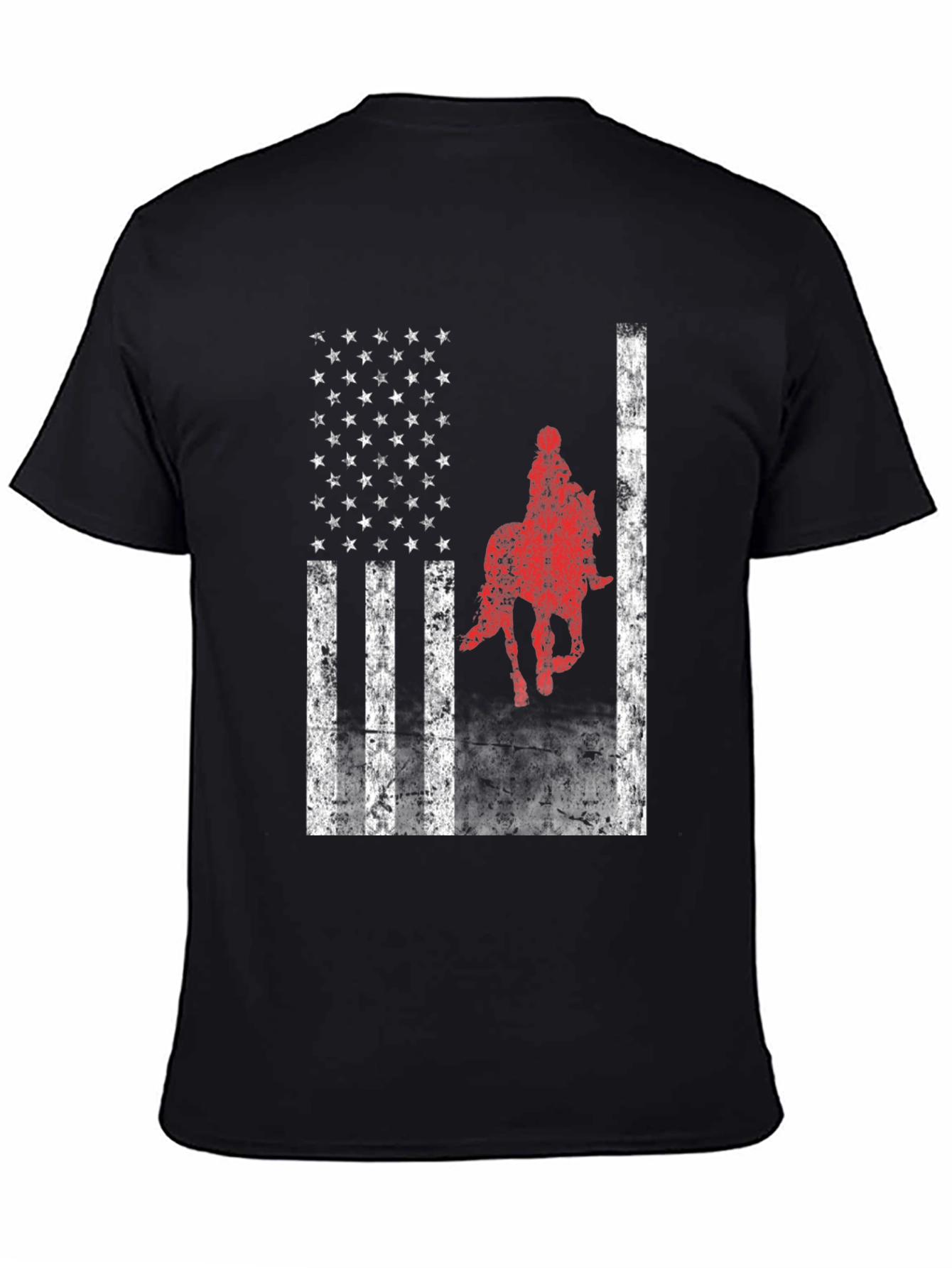 American Flag Horse Riding T-Shirt