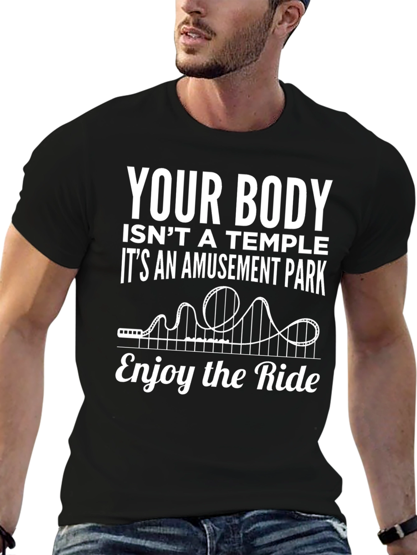 Amusement Park Body Black Cotton Graphic Tee