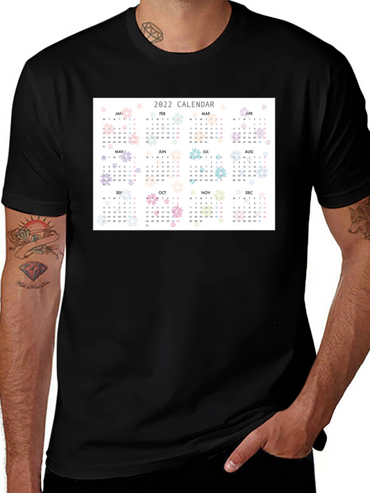 2022 Calendar Graphic Tee - Black Short Sleeve T-Shirt