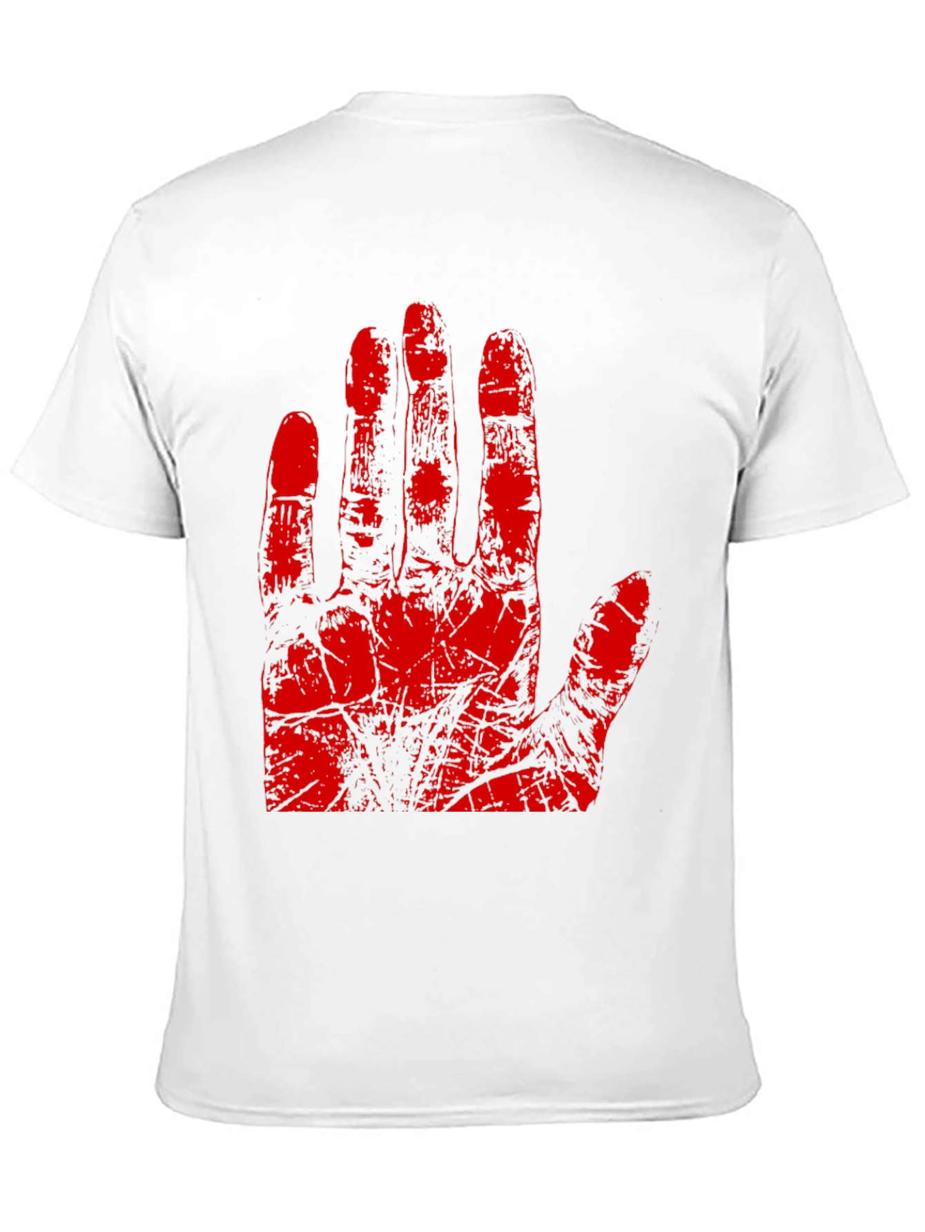 Red Hand Print Graphic Tee - Black Cotton T-Shirt