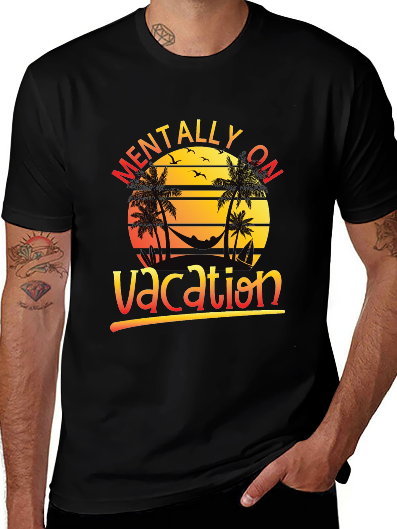 Mentally On Vacation Black T-Shirt