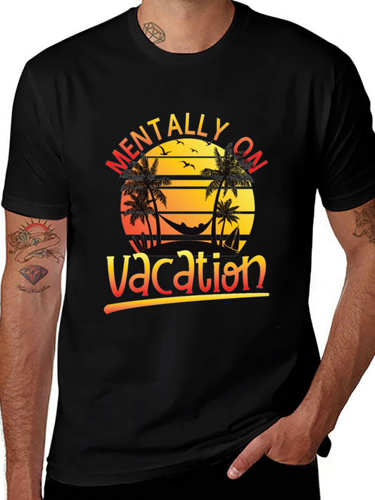 Mentally On Vacation Black T-Shirt